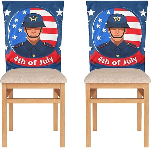 Miniatura 2 de 4th of July Independence Dayblue Soldier Decorative Chair Covers for Party for Birthday Party Removable Waterproof Chair Covers for Dining Chairs