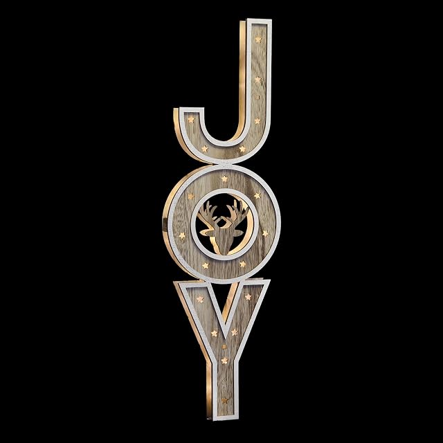 Mr Crimbo Joy Vertical Light Up Christmas Decoration Festive LED Battery Operated Ornament