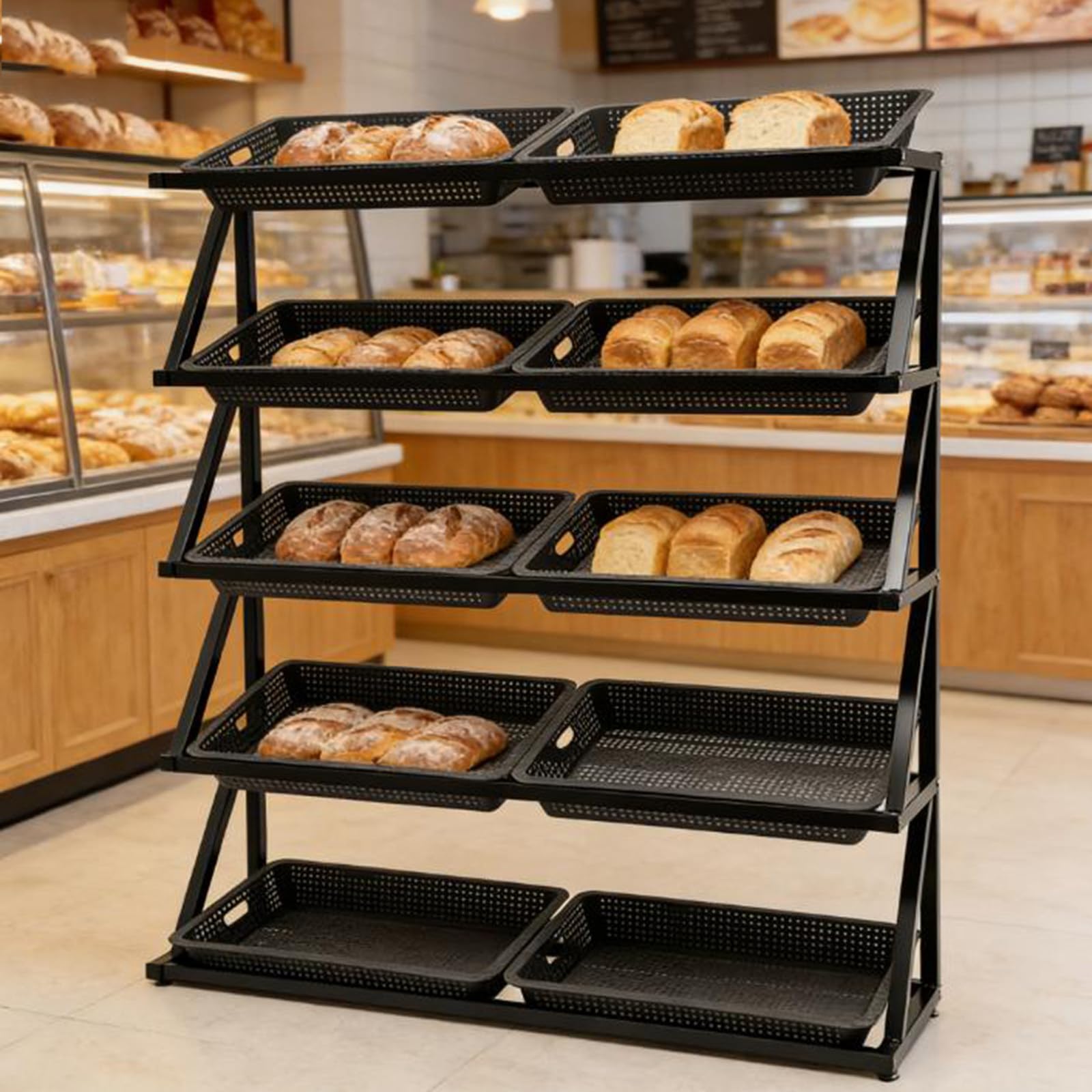 Carrello organizer da cucina a rullo, scaffale multi-livello con cestini in filo metallico per frutta e verdura, ripiani regolabili salvaspazio per dispensa o cucina