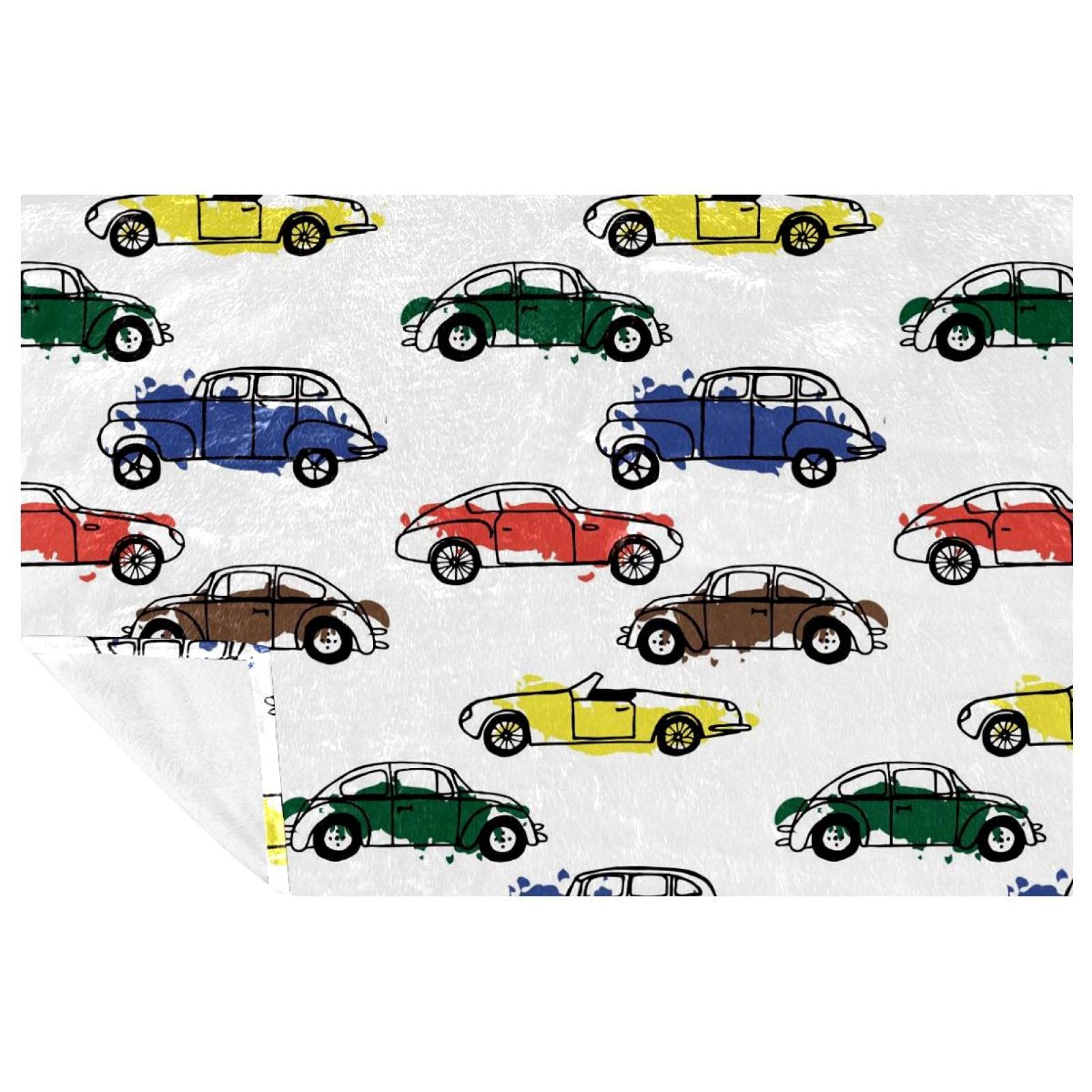 Couverture chaude motif voitures 150x100 cm pour protéger lit et canapé