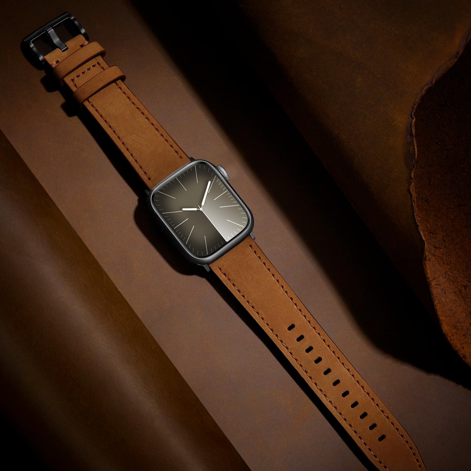 Snowoxen Galaxy Watch 5 Bands 2 Packs, Compatible with Samsung Galaxy Watch 5 Pro 45mm/ 5 40mm 44mm Band, 20mm Genuine Leather Quick Release Women Men's Watch Band (BK+BN)