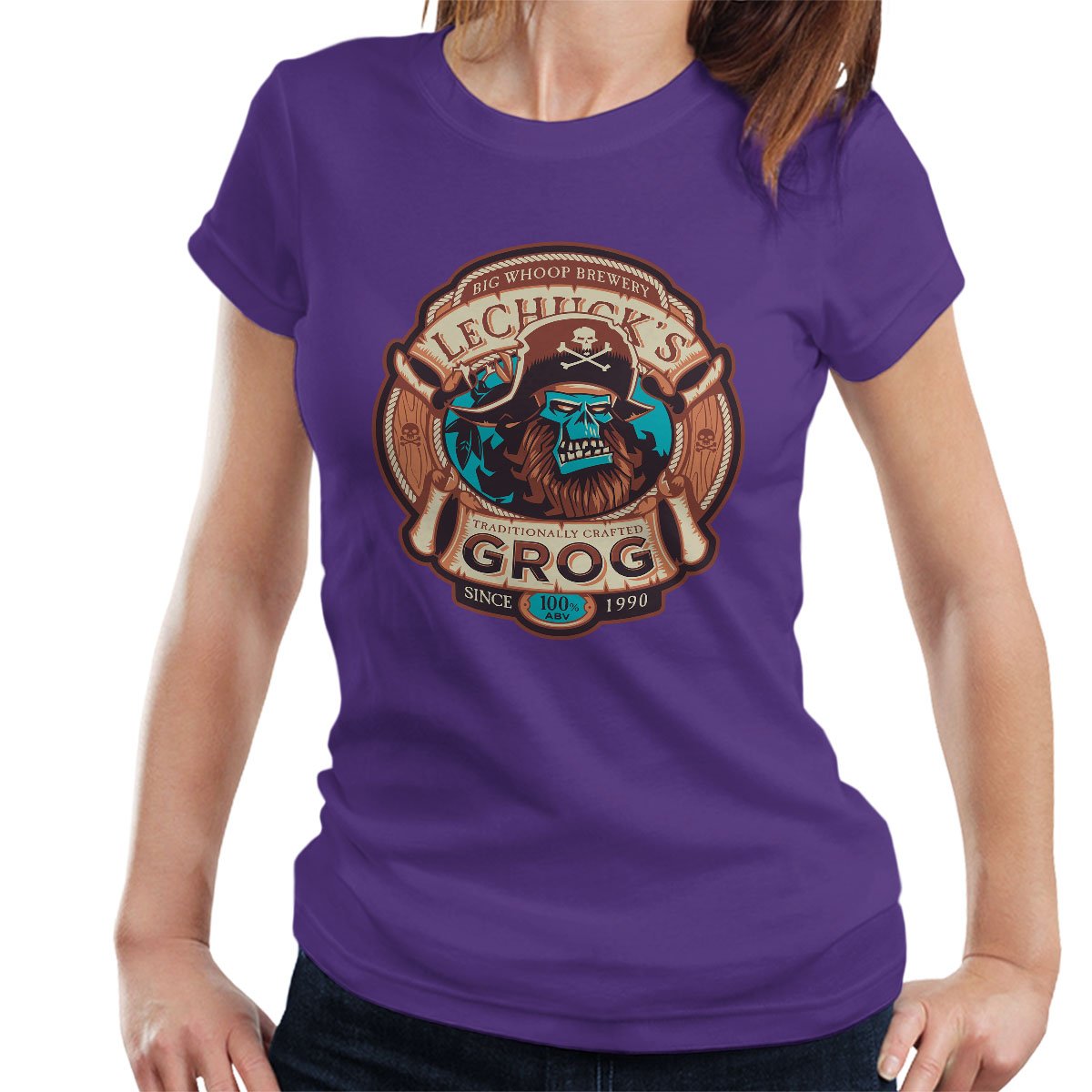 Ghost Pirate Grog Monkey Island LeChuck Women's T-Shirt Purple