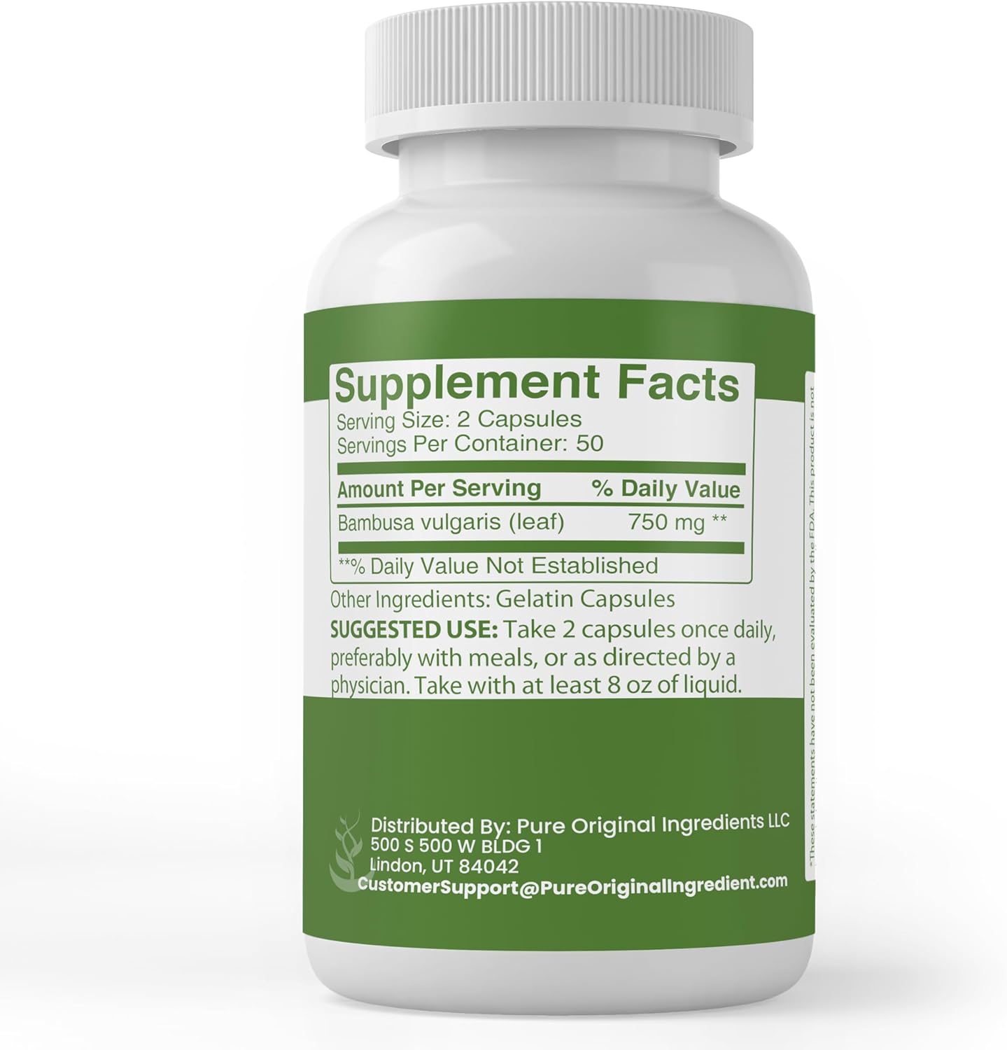 Pure Original Ingredients Bamboo Extract, (100 Capsules) Always Pure, No Additives Or Fillers, Lab Verified - Image 2