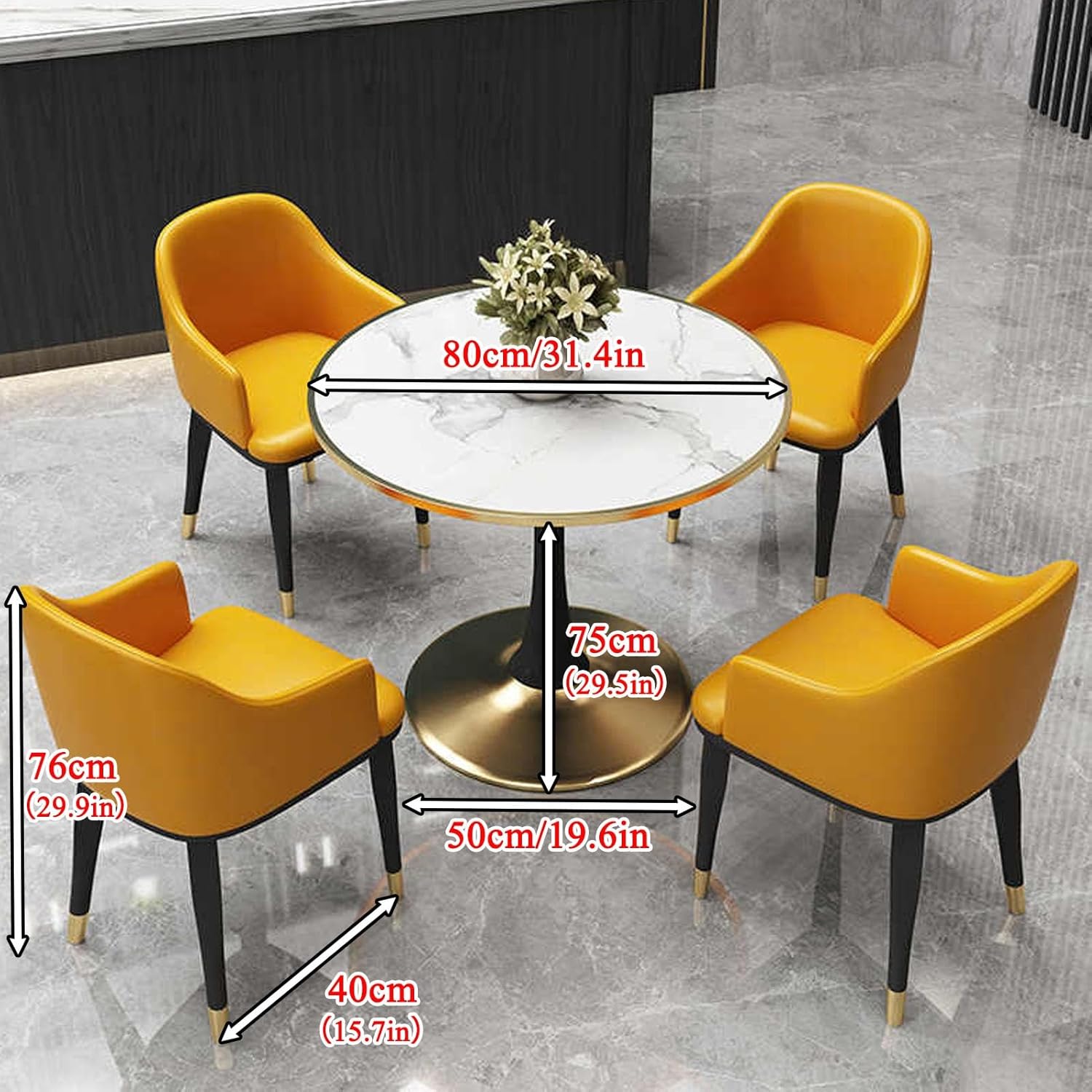 Modern Office Reception Round Table & Chair Set Stylish Leisure Furniture for Living Room & Balcony Green Negotiation Table & Chair Combo Ergonomic Design, Yellow