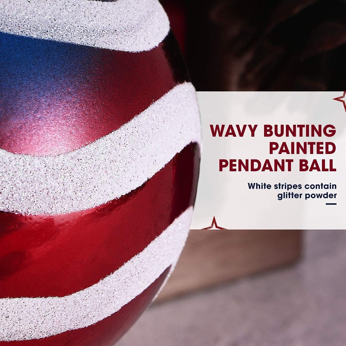 6pcs 3-1/4" (80mm) Patriotic Christmas Ball Ornament, American Flag Hanging Ball, USA Independence Day Fourth of July Ball Party Decor, Holiday Wedding Christmas Tree Decorations
