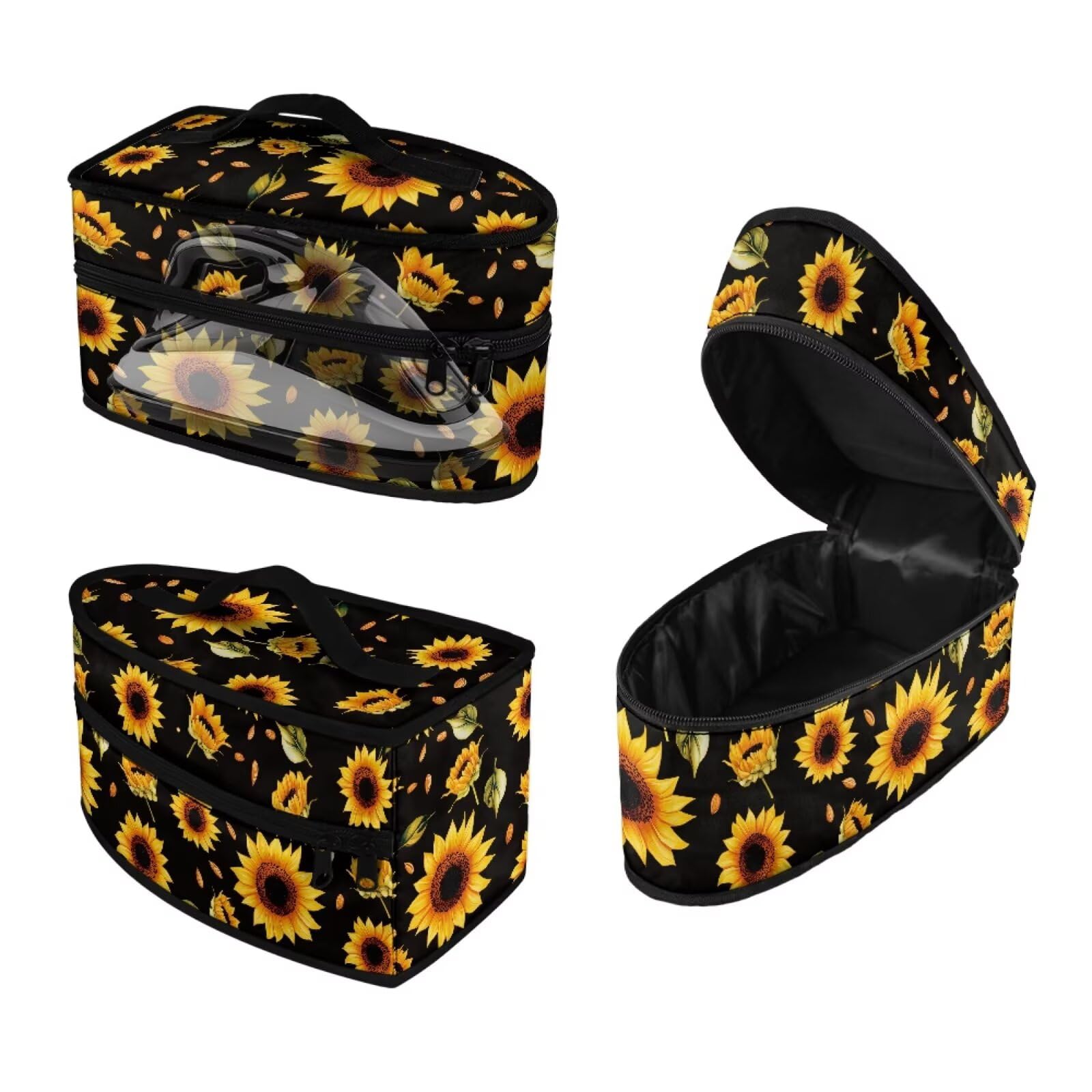 ASQVTIFE Sunflower Iron Storage Bag Handheld Steamer Iron Storage Box with Handle Zippered Carrying Bag for Clothing Ironing Machines Foldable Steamer Storage Bags Steam Iron Storage Case Print
