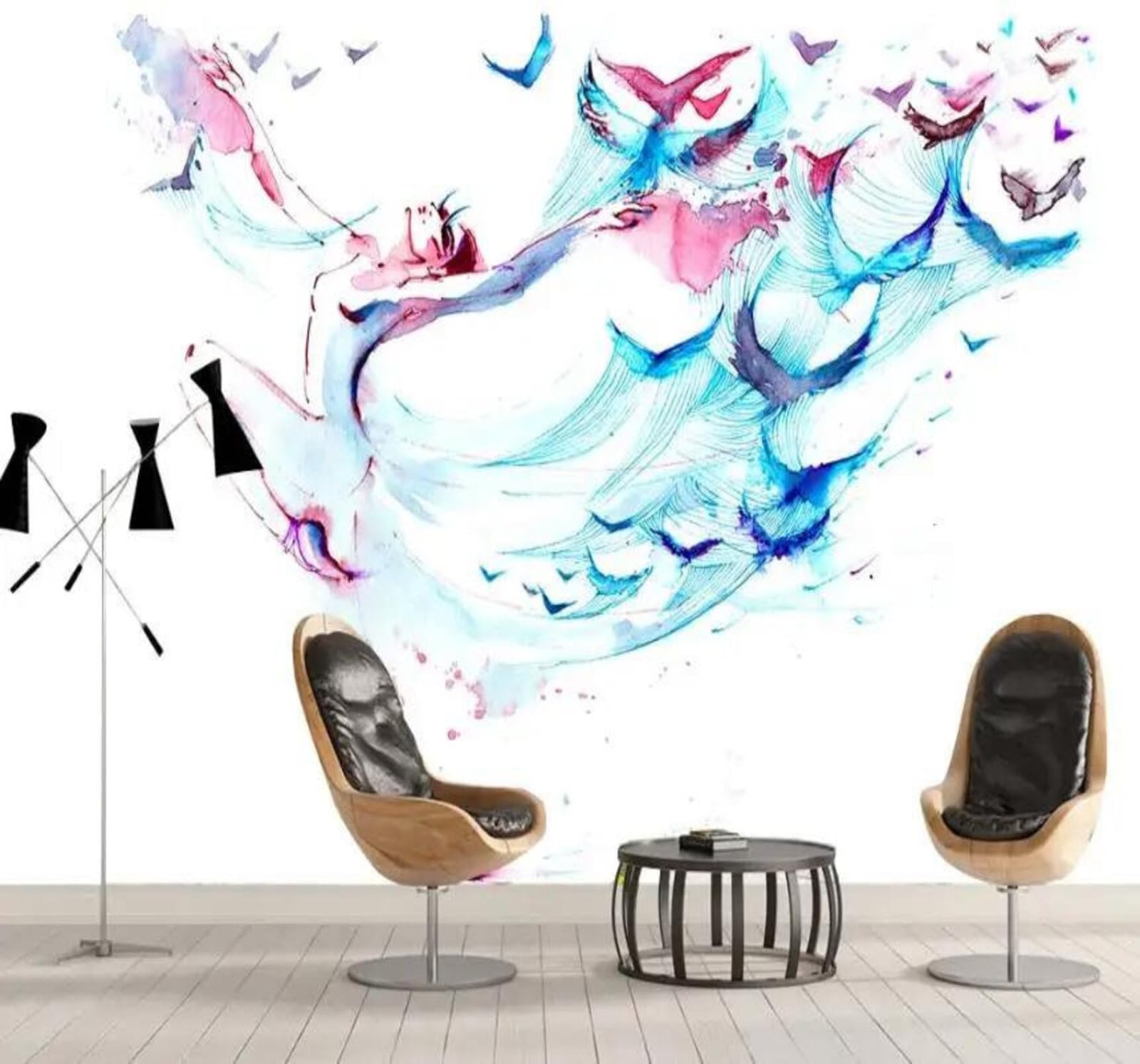 Tzxztt 150Cm×105Cm(B×H) Minimalism Abstract Hand Drawn Art Dance Modern 3D Wallpaper Premium Textured Silk Neutral Tones Material Ideal For Living Room Bedroom-150Cm×105Cm