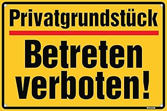 immi 1St. Privatgrundstück - Betreten verboten, Schild (gelb), Hartschaum, 30x20cm