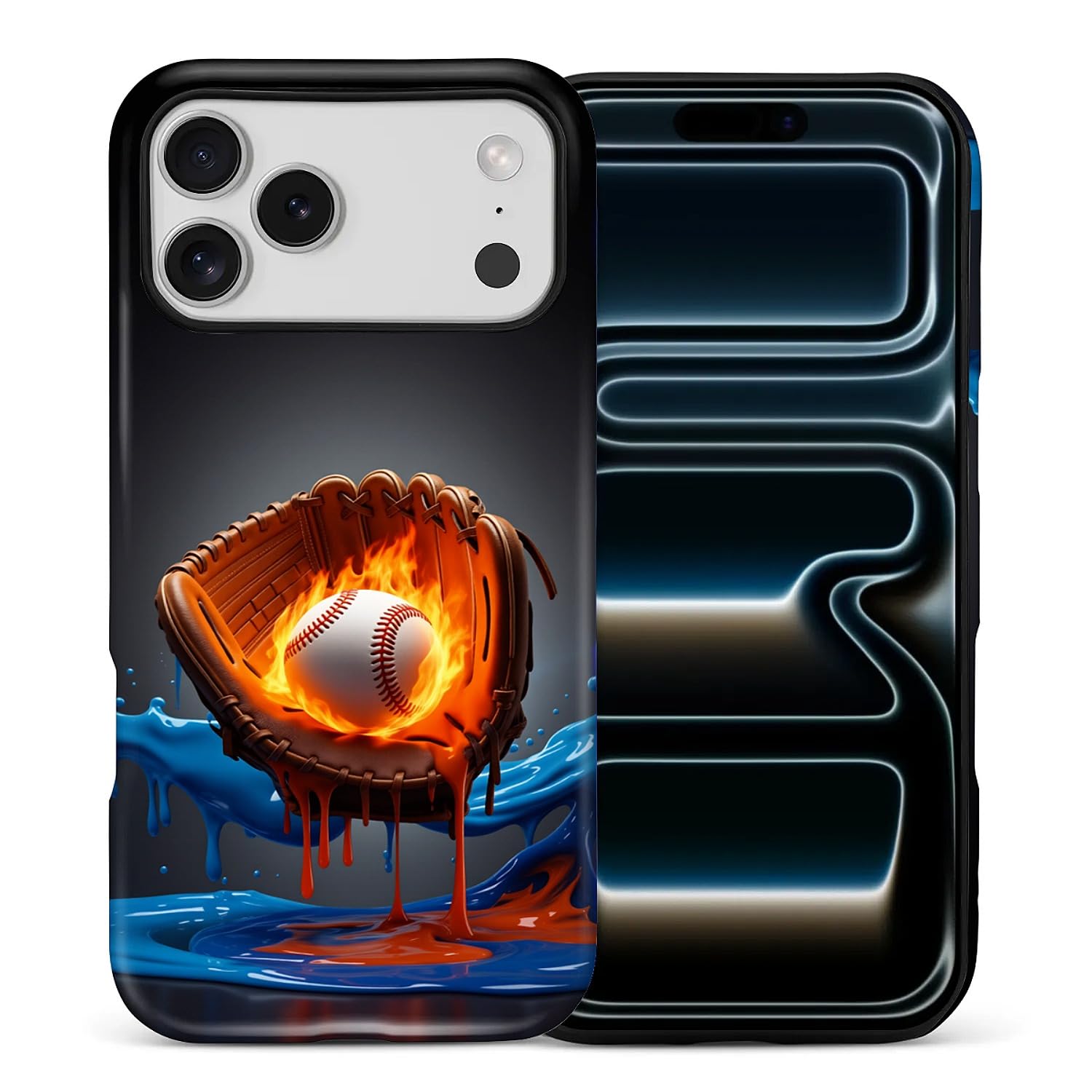Coque iPhone 17 Pro Max en silicone liquide imprimé gant de baseball protection anti-choc - 8
