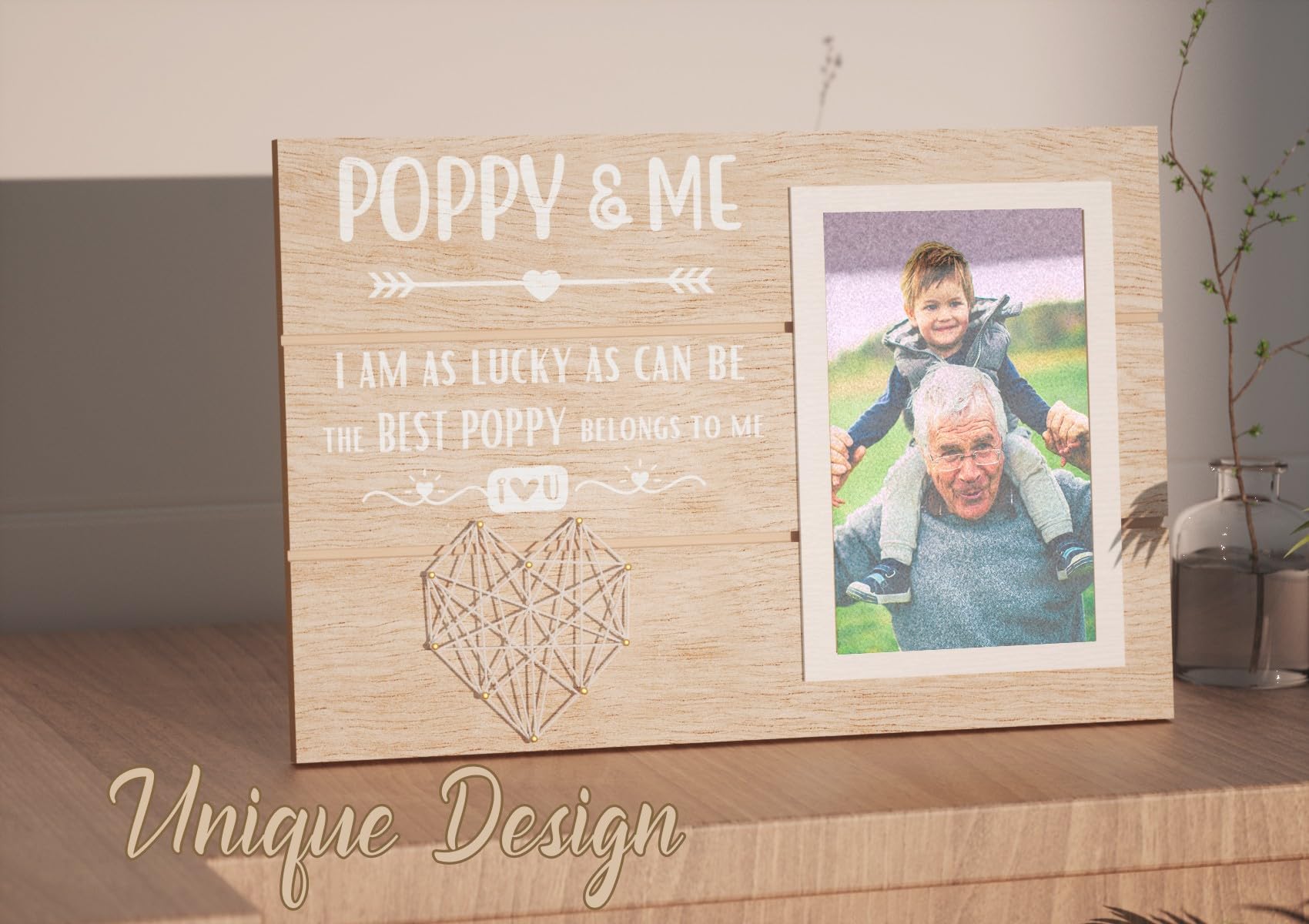 InnoBeta Poppy Gifts from Grandkids, Grandchildren, Grandpa Picture Frame, Present for Birthday, Christmas, Father's Day - for 4" x 6" Photos - POPPY & ME