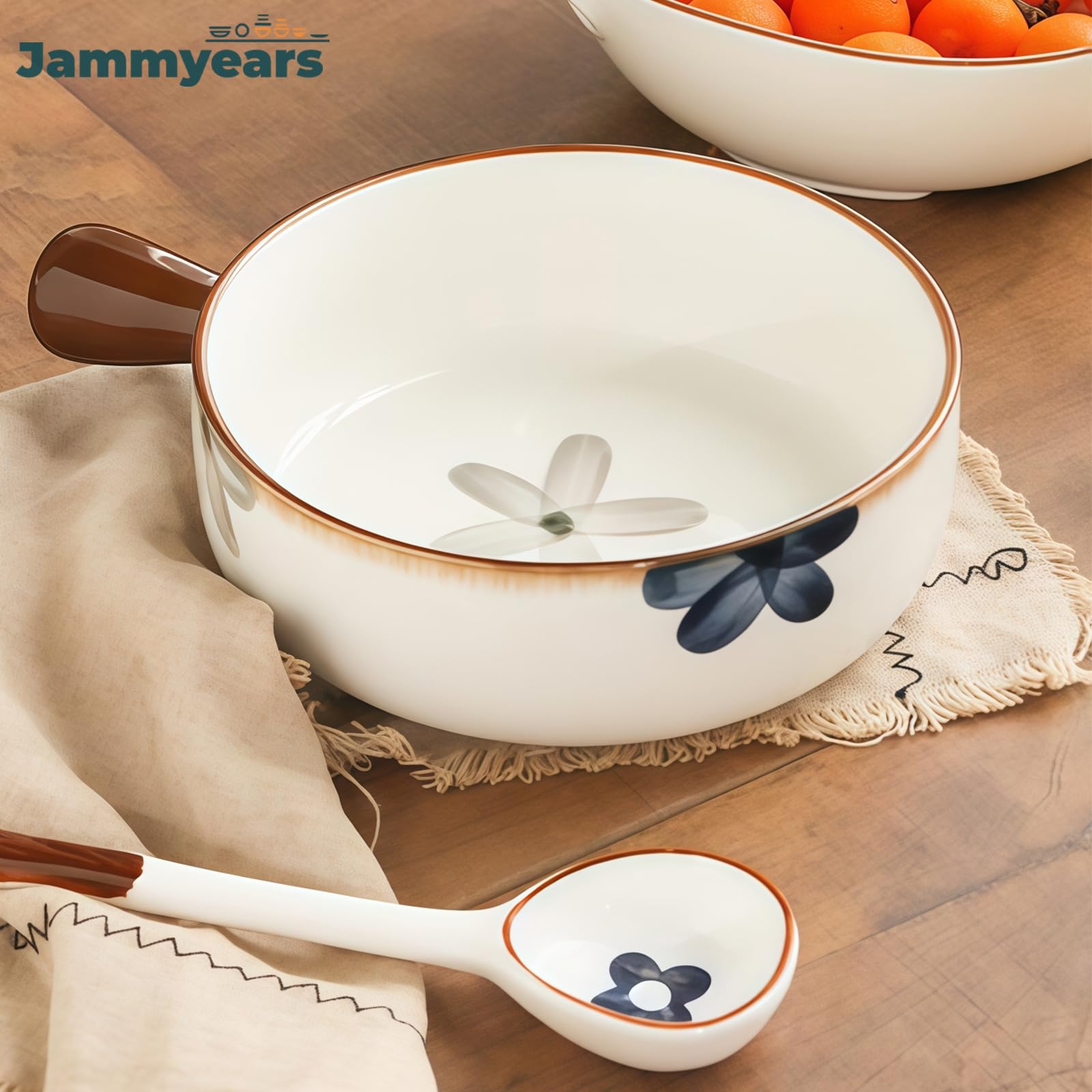 Miska na zupę z uchwytami, ceramiczny kubek do zupy cebulowej, 650 ml, nadaje się do kuchenki mikrofalowej dla łatwego podgrzewania, trwały i stylowy design do użytku domowego lub restauracji, idealny