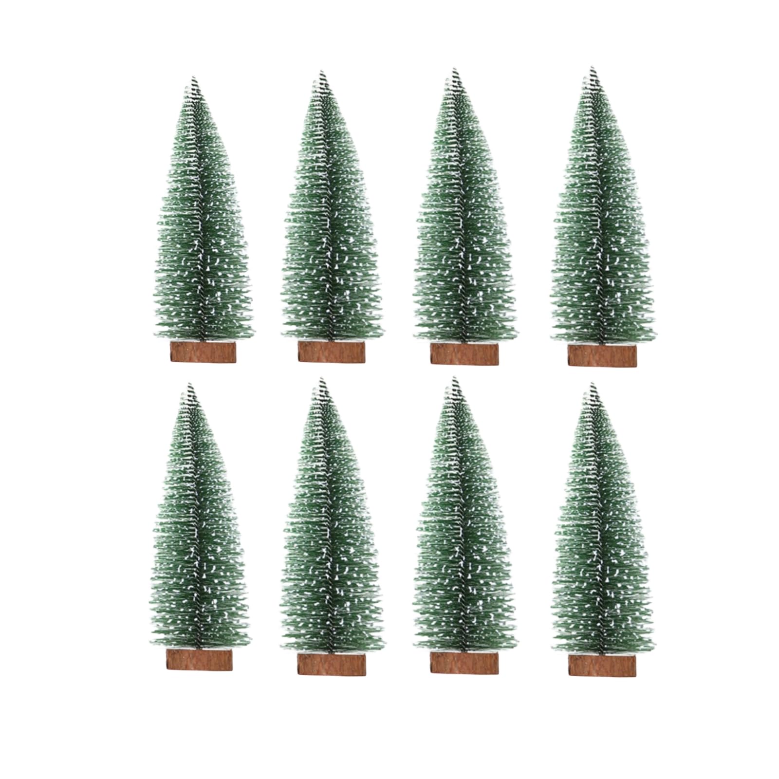 Mini Árbol de Navidad Artificial,8Piezas Árboles de Escarcha de Nieve de Sisal,Árbol de Navidad Pequeño con Base de Madera,Miniatura Nevado Pino Cedro de Sisal Decoración Navideña Adornos de Mesa,10cm