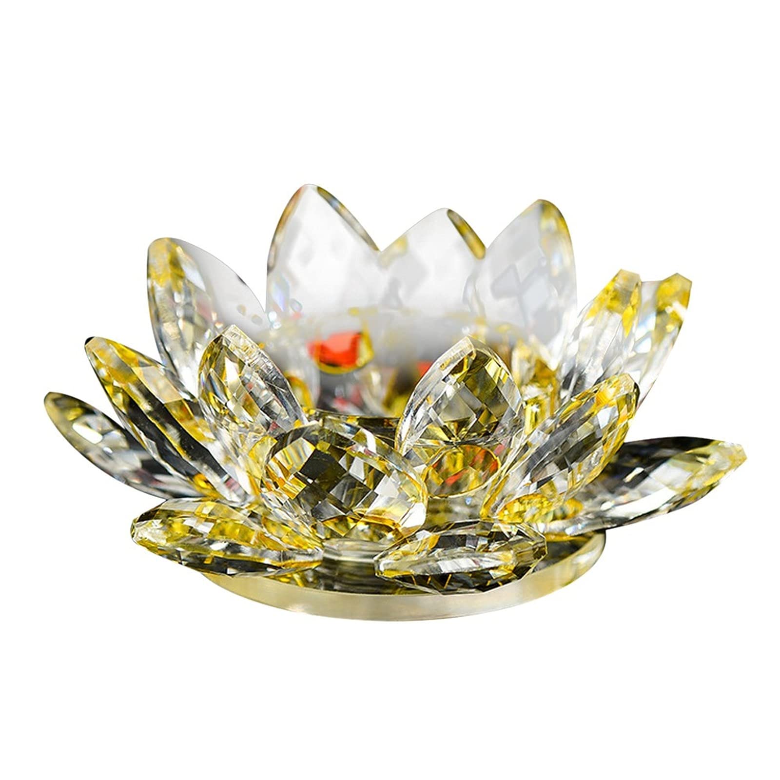 Sbjklyrn One Color Candleholder, Lotus Crystal Candle Holders Glasslotus Light Holder Buddhist Party Wedding Decoration Diameter 80Mm