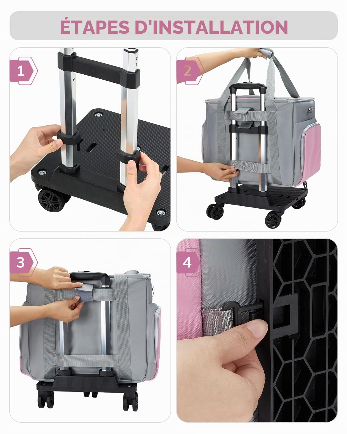 Amythe Sac à roulettes pour Professeur à 5 Roues avec Organiseur de Fichiers en Accordéon, Sac de Rangement Trolley pour Ordinateur Portable 15.6", Gris