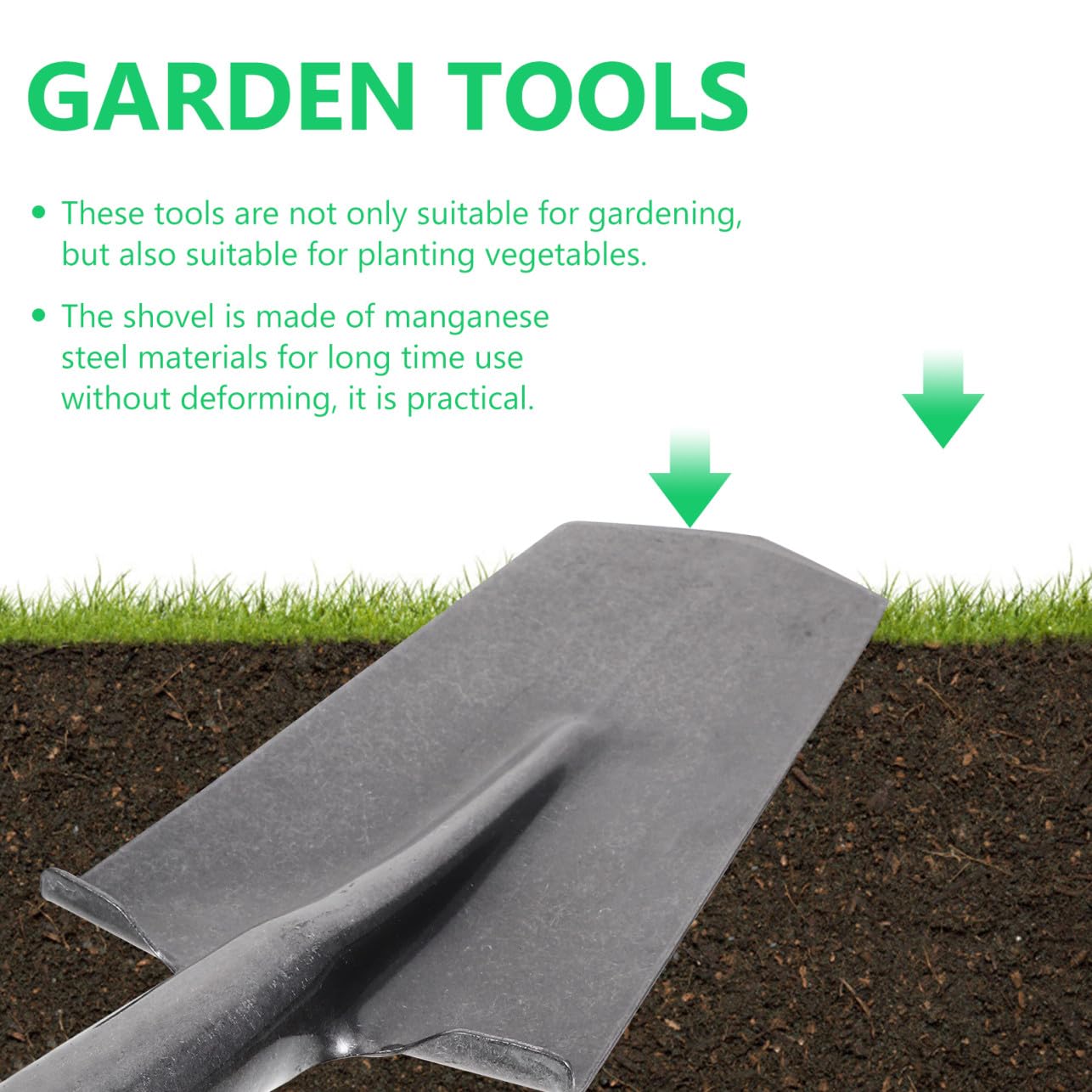 TOYANDONA de Cavar Jardín de Acero Ligera en Manganeso y Resistente Pala Práctica Herramienta para para Jardinería Camping y Huertos Domésticos