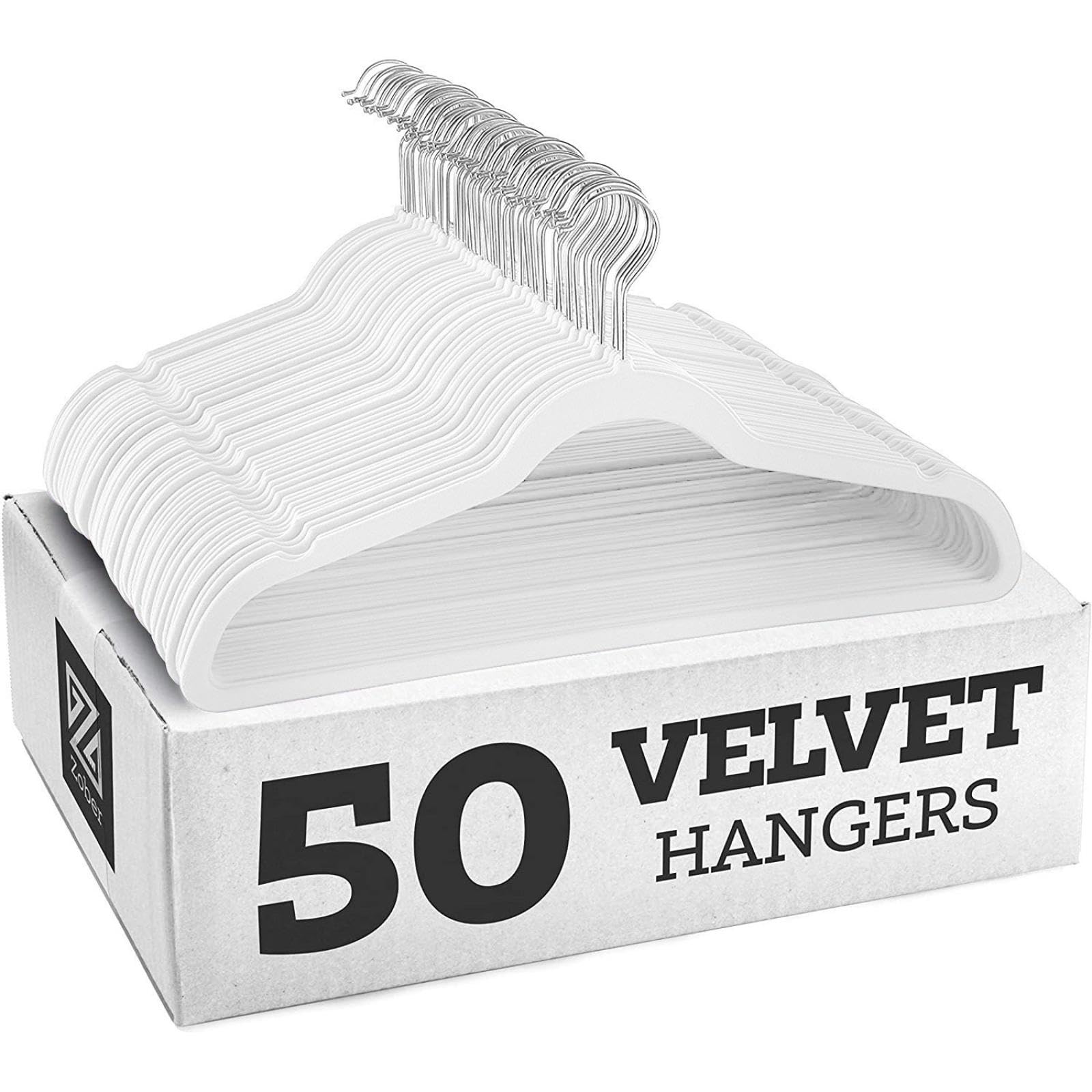 20 Pack Velvet Hangers,wrinkle Resistant,ultra Thin Non Slip, Hook Hold Upto 11 Lbs/17.5 * 9 * 0.2 in (White GalvanizedHk,20 Pack)