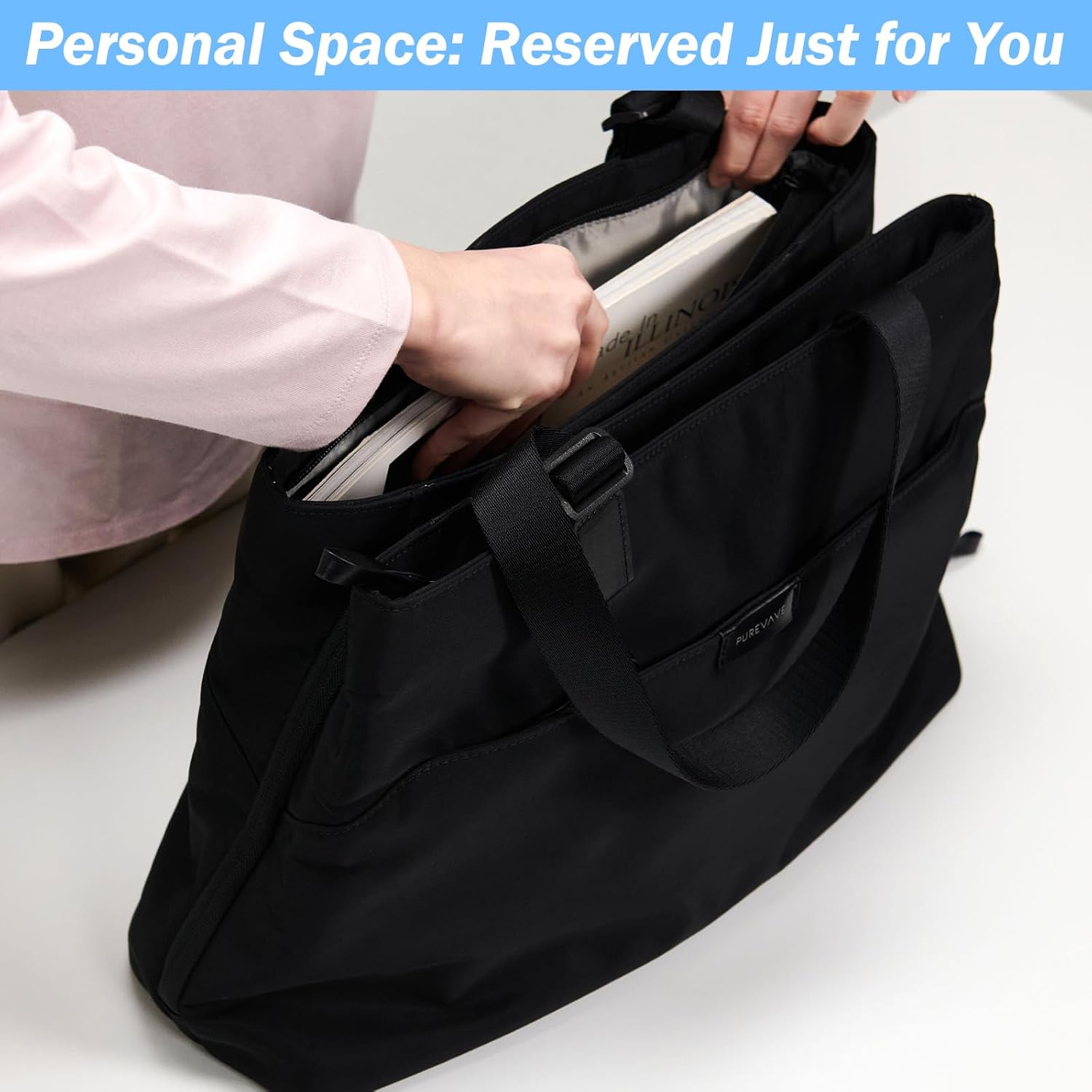 PUREVAVE Large Laptop Tote Bag for Women, Adjustable Shoulder Straps - Image 7