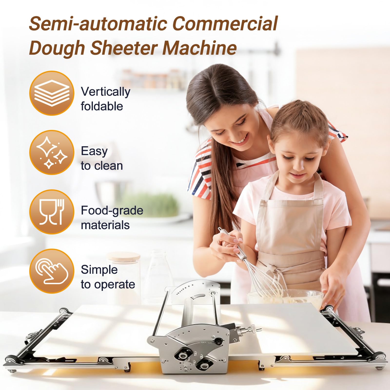 Laminoir Électrique De Comptoir Pliable, Machine À Pâte Feuilletée Commerciale À Rouleaux avec Épaisseur Réglable, Aluminium