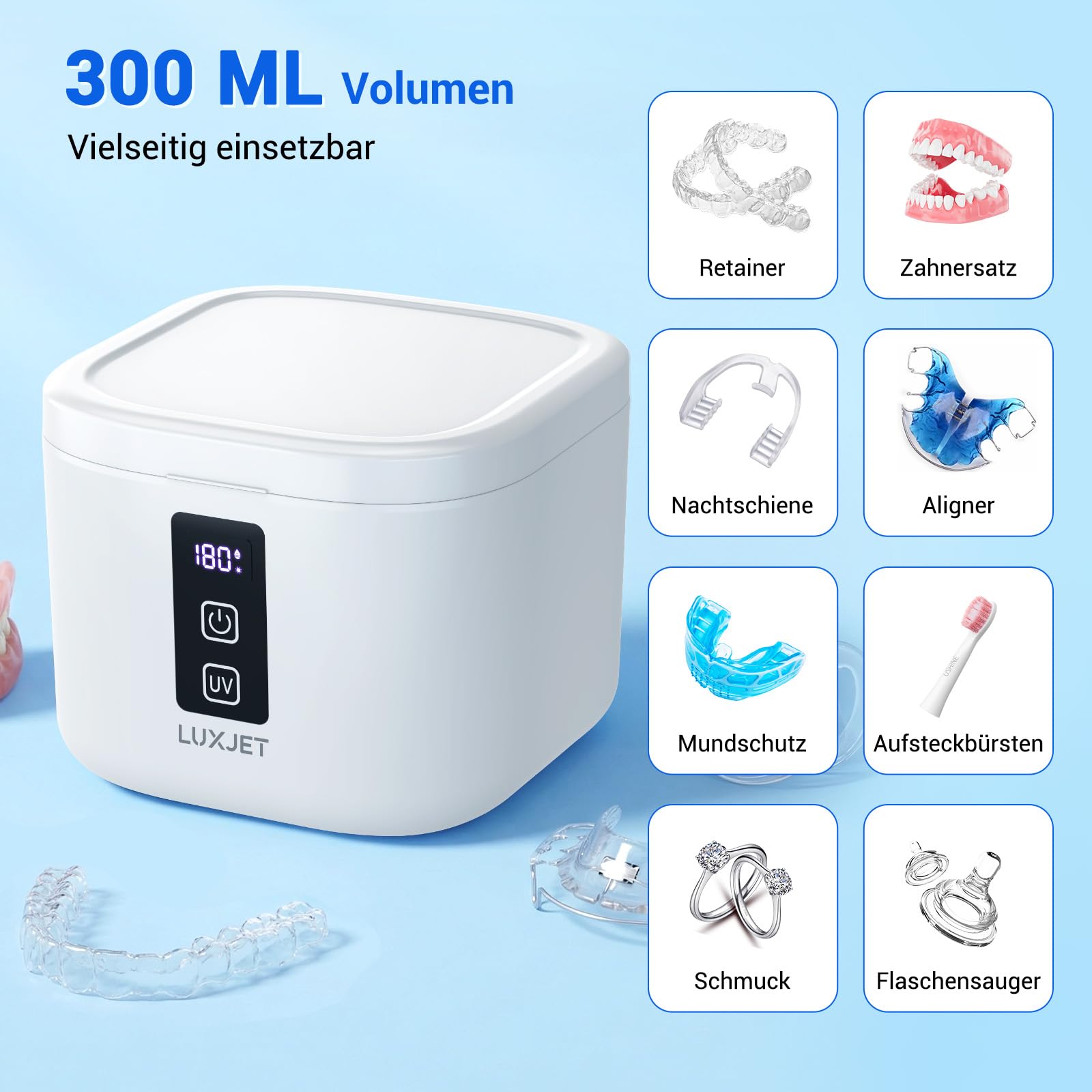 Ultraschallreinigungsgerät 48kHz UV Ultraschallreiniger 300ML Dental Pod