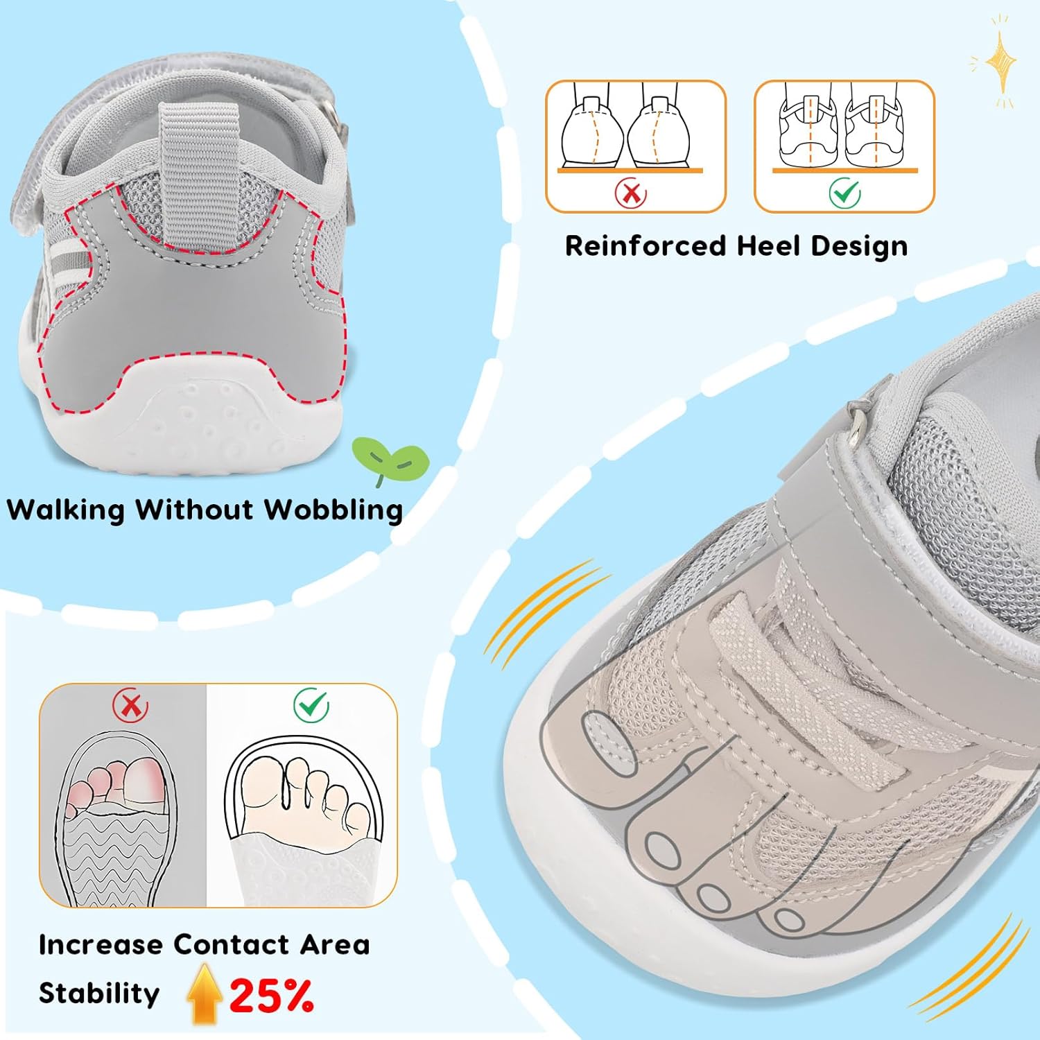 Scurtain Baby Shoes Boy Girl First Walking Shoe Infant Crib Breathable Sneakers Lightweight Barefoot Shoes for Babies - Image 4