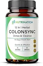 Colon Cleanse Tablets – 12-in-1 Herbal Colon Detox for Gut Cleanse & Bloating Relief | Supports Weight Loss & Regularity | Psyllium, Triphala, Aloe Vera – 15 Day Vegan Supplement