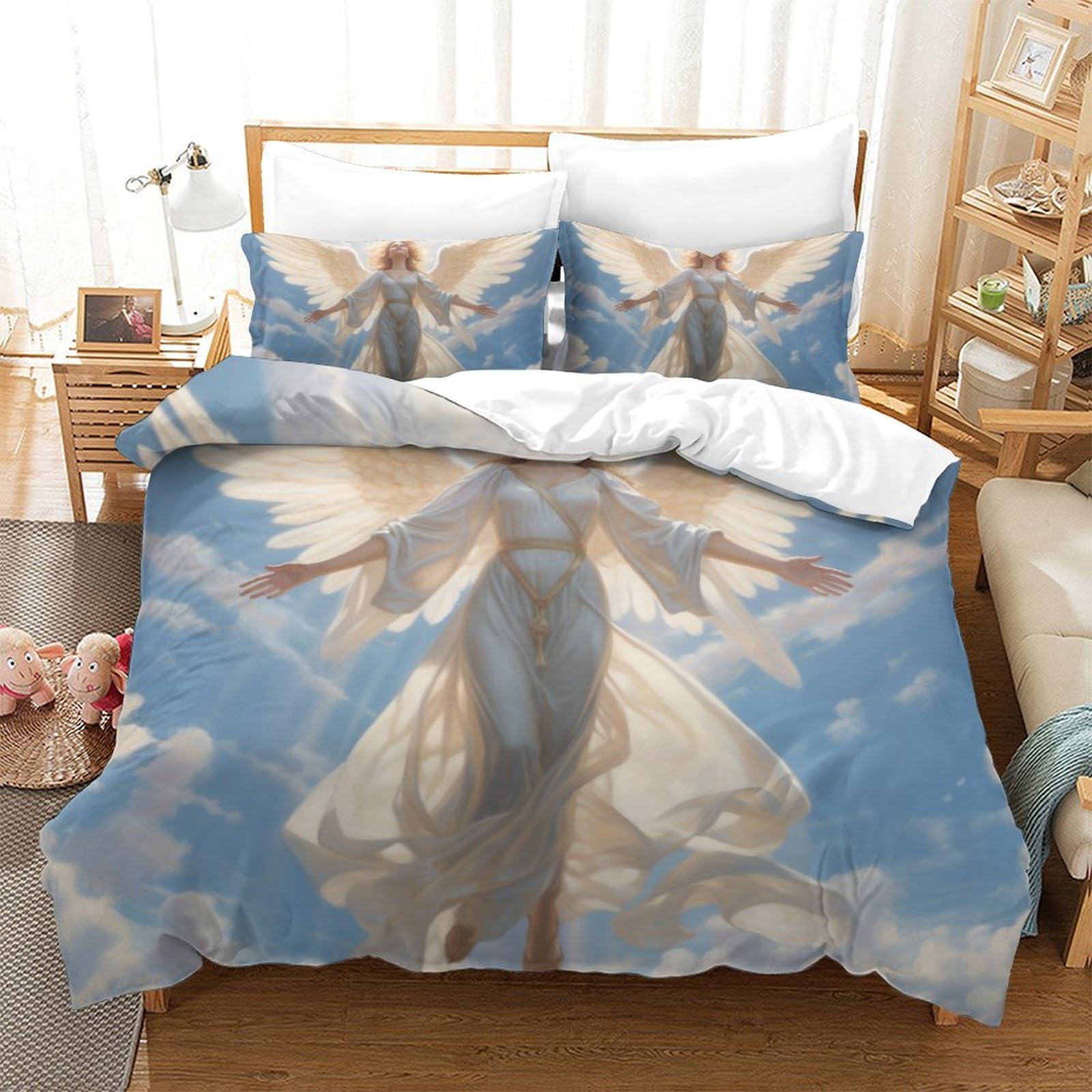Housse de couette fermeture éclair Les Anges fini la couette qui glisse