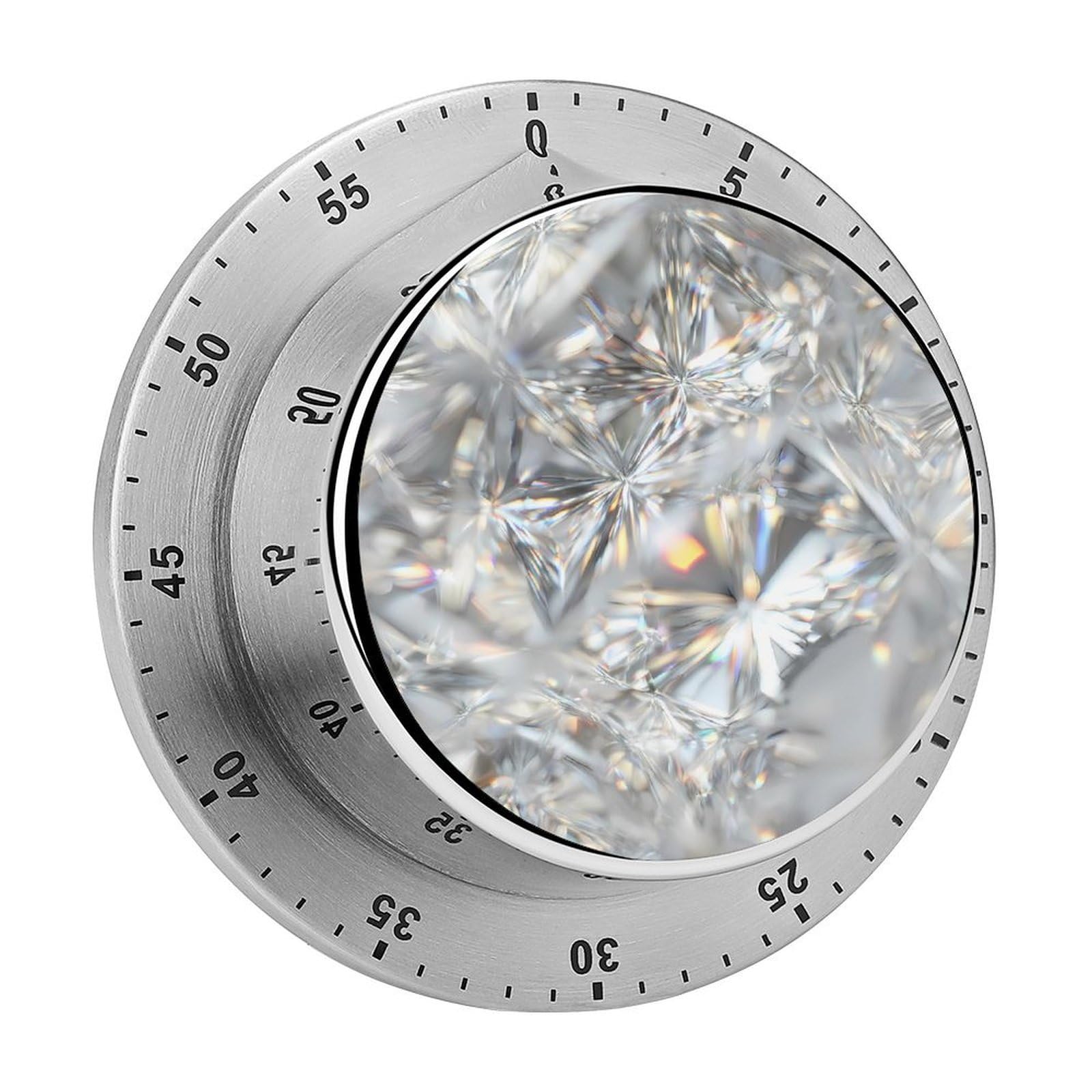 White Diamond Mechanical Timer with Alarm for Kitchen Cooking Productivity Stainless Steel Timers