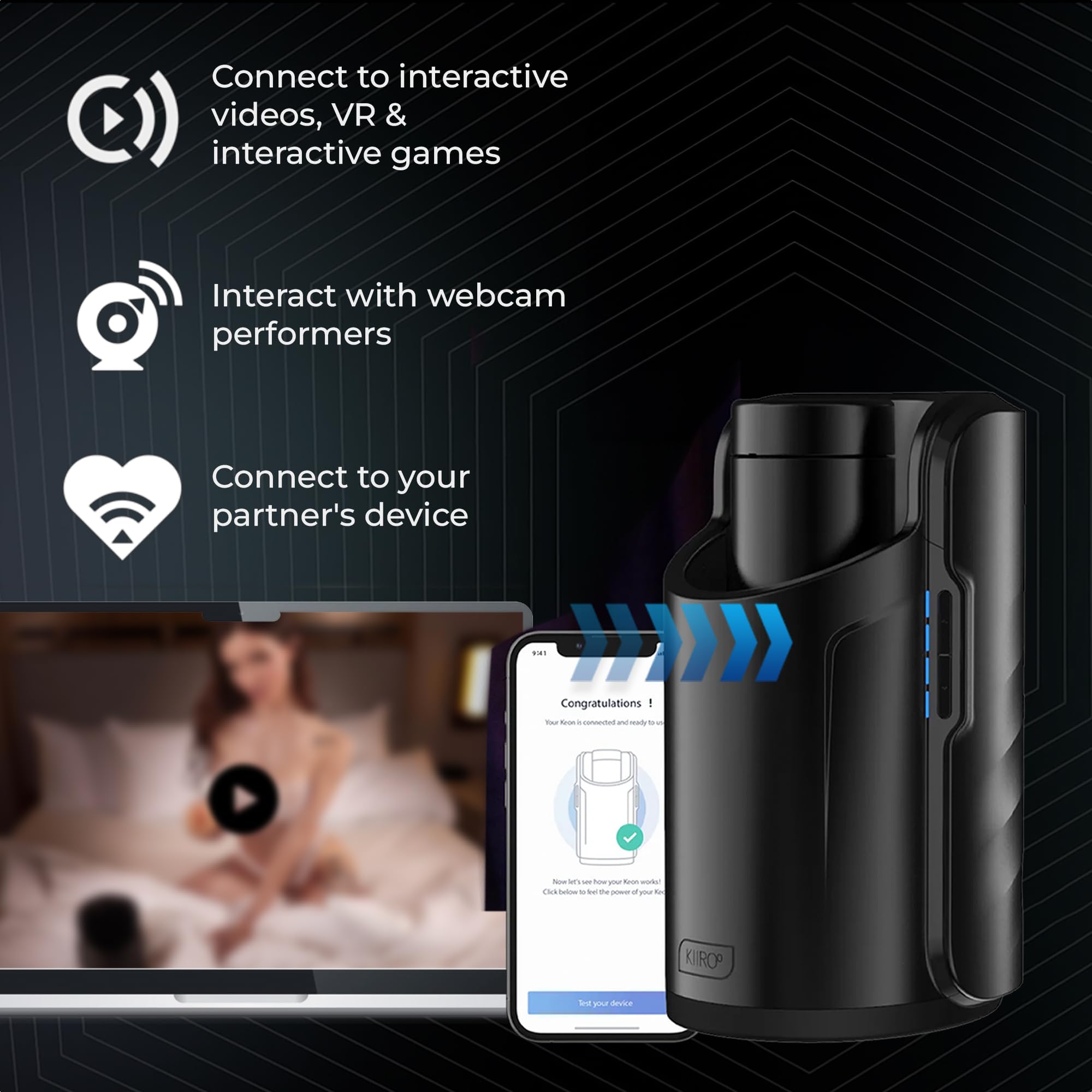 KIIROO KEON Masturbatore Automatico Maschile per Sleeve – Controllo Interattivo tramite FeelMe AI – Fino a 230 Movimenti al Minuto – Compatibile Wi-Fi – Utilizzo a Mani Libere – Senza Sleeve