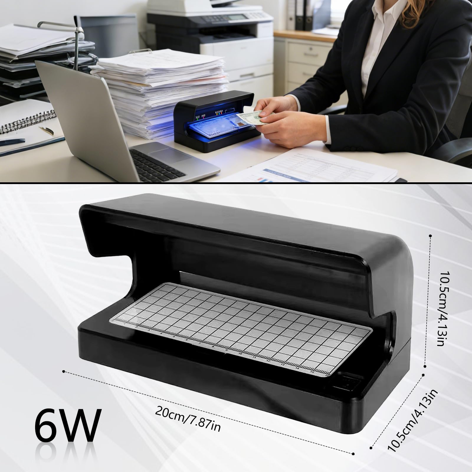 Detector de Billetes Falsos Luz UV 6W Portátil para Todo Tipo de Divisas
