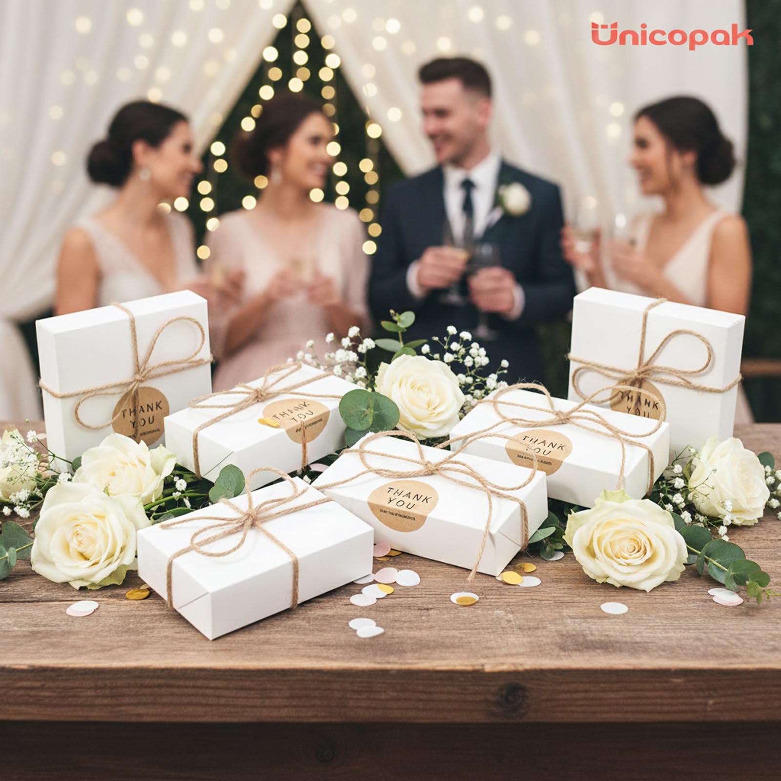 UnicoPak 20 Pack White Small Gift Boxes, 1/2 Lb. Candy Boxes, Food-grade Material, Ideal for Food or Gift Packaging, Gifting Jewelry or Trinkets, Storage Small Items, 5 1/2 x 2 3/4 x 1 3/4"