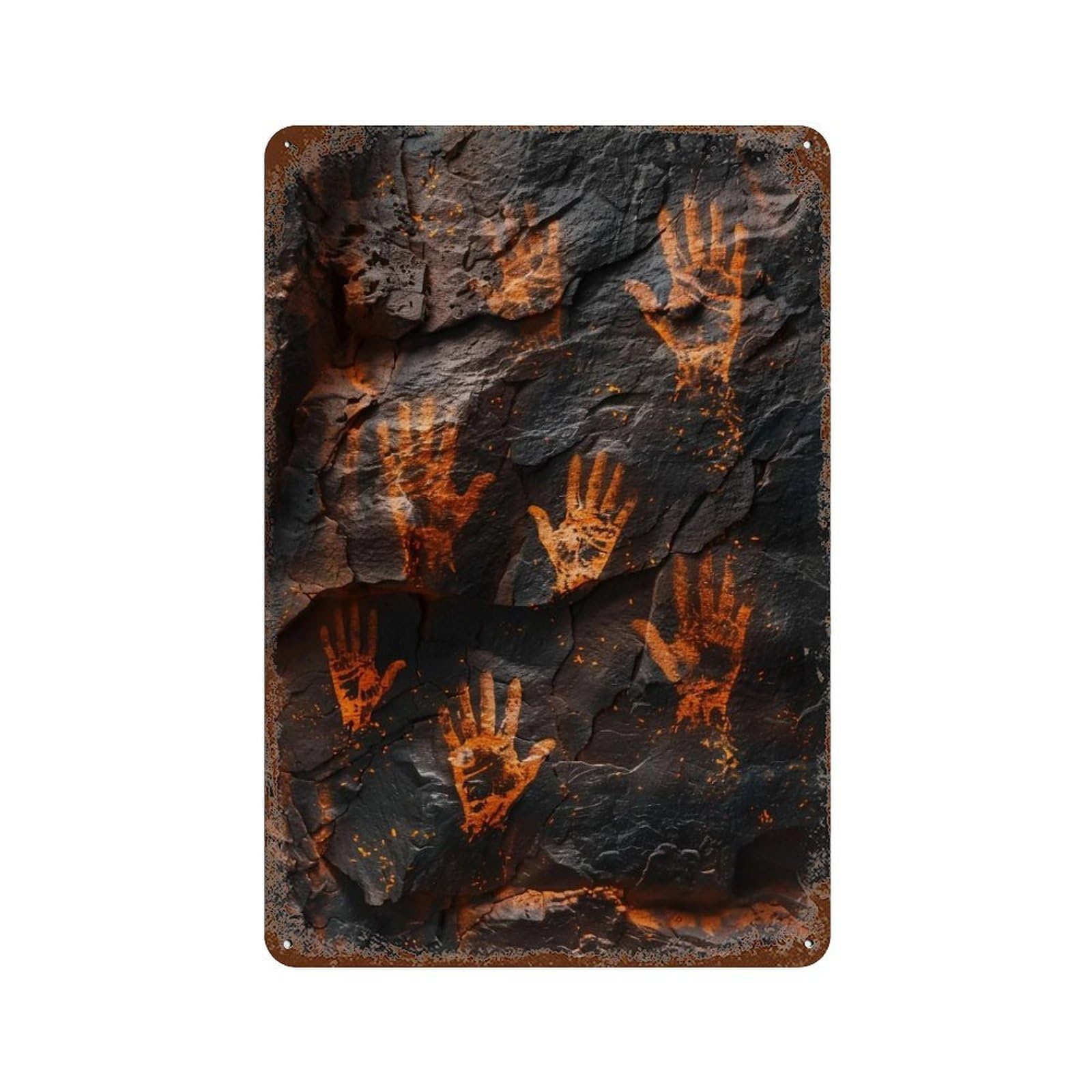 WUJHGRSG Ancient Handprints 02 Wall Art Retro Iron Vintage Metal Tin Sign Poster Modern Decor for Home Cofffee Club Bar Shop Style 30x20cm