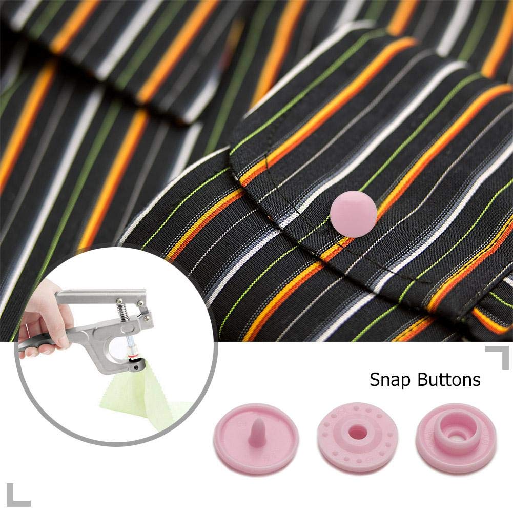 Set di 270 bottoni a pressione T5 in plastica con pinze a pressione, set per vestiti, bavaglini, cappotti antipioggia, strumenti fai da te fatti a mano (rosa