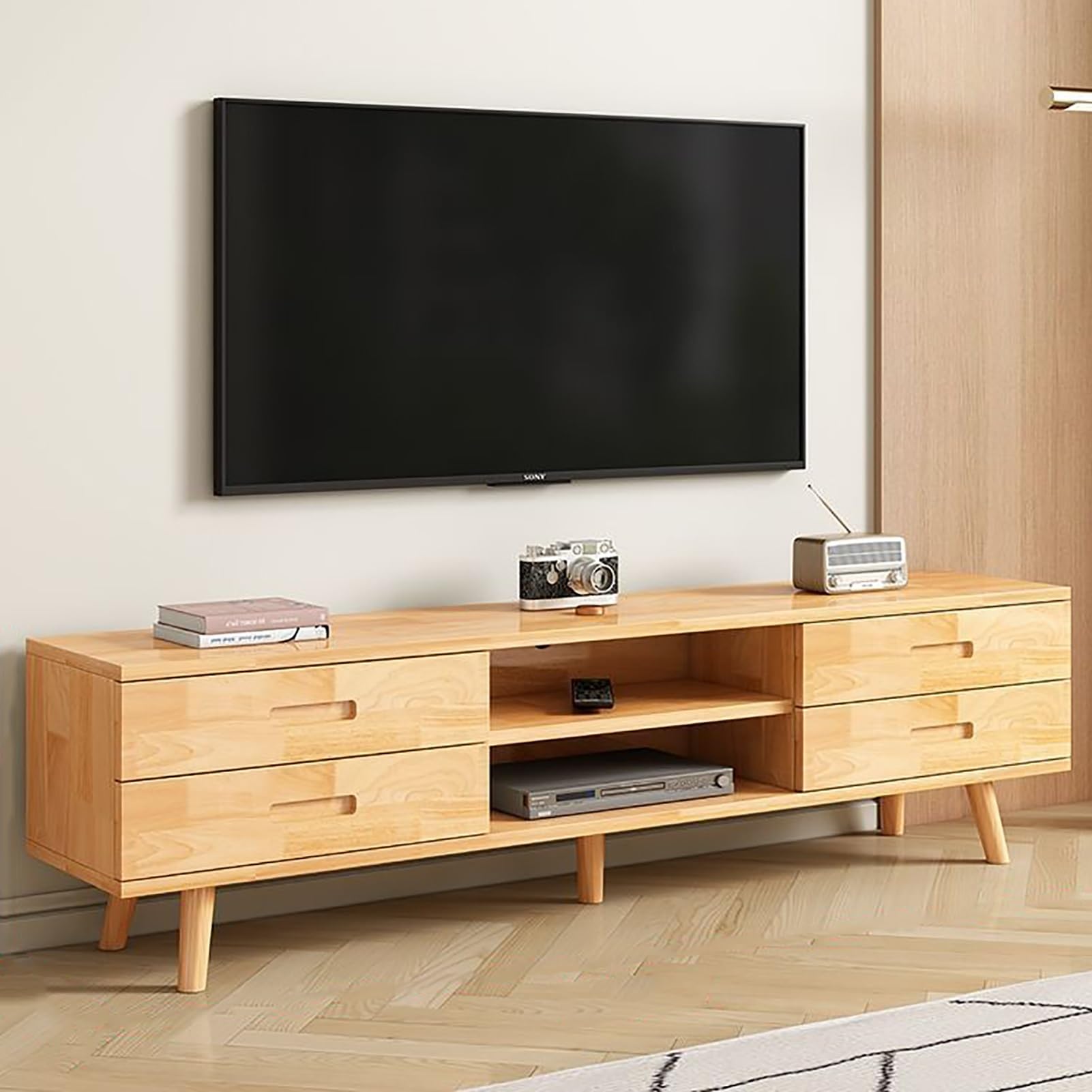 Amazon｜組み立て不要 TV台 木材 テレビ台 引き出し付き TV Stand
