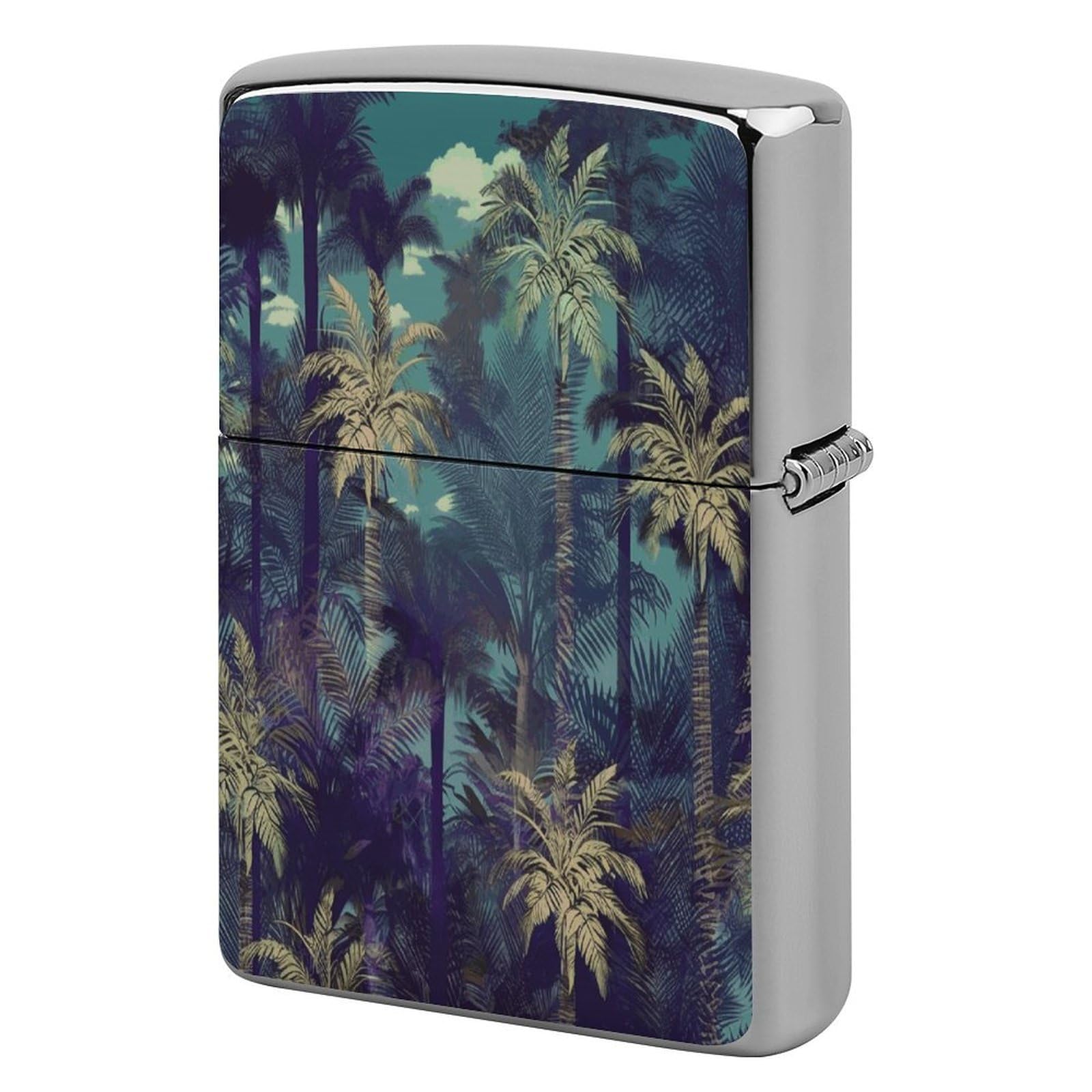 Fodpand Style Fantasy Palm Tree Jungle Metal Lighter Case Cover Lighter Sleeve