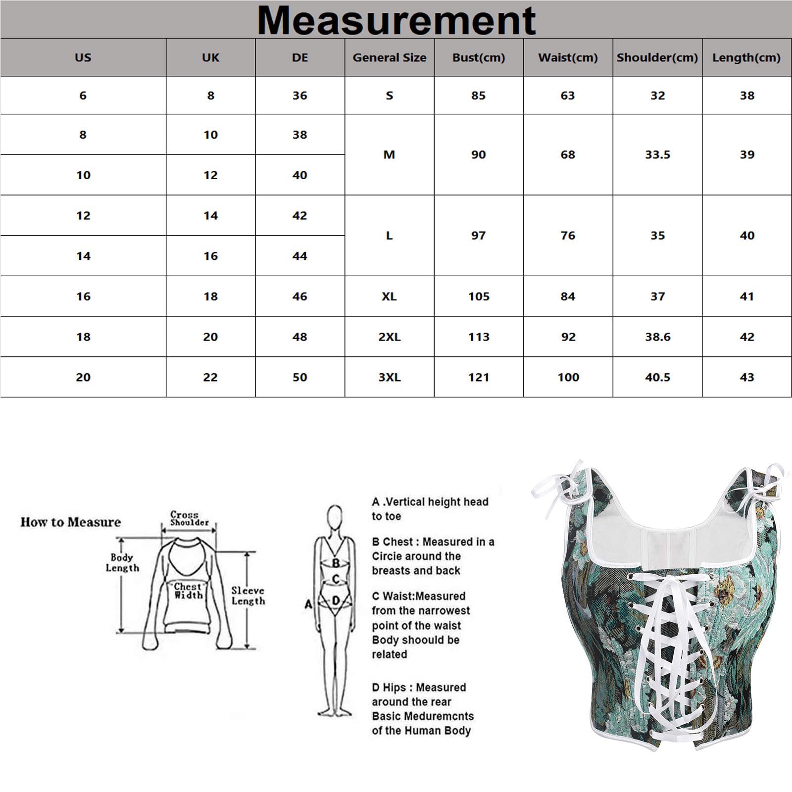 Jecarden Corsetto da donna, corsetto rinascimentale (solo corsetto)
