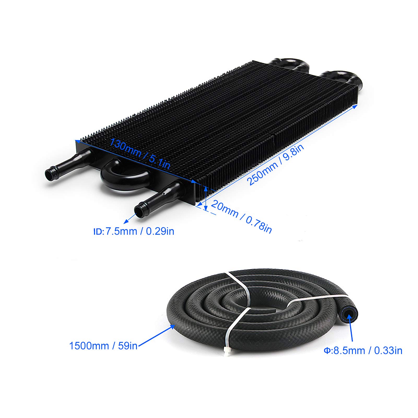 Radiatore Olio, 4 File in Alluminio Nero Radiatore Olio Trasmissione Servosterzo Raffreddamento Accessorio Universale OC1401 Raffreddatori dell'olio