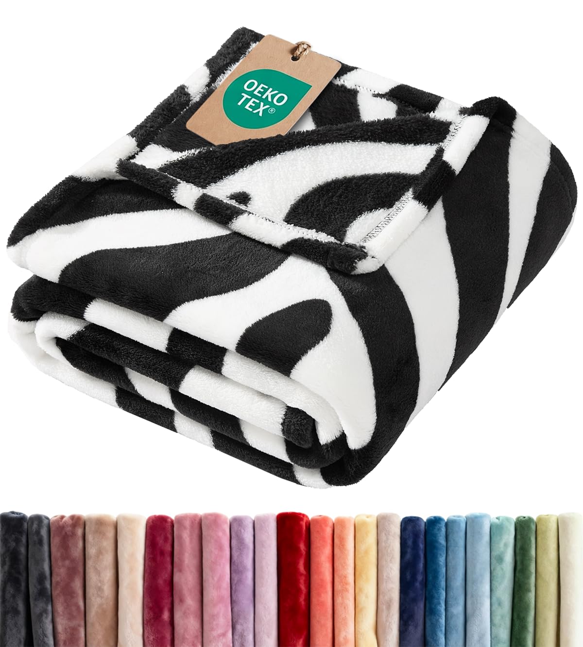 Zebra Print Blanket Throw Size - Flannel Fleece Blanket - College Dorm Room