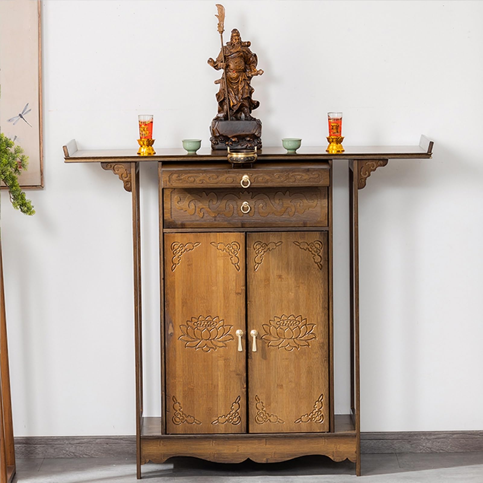 Table d'autel de méditation 108cm meuble bouddhiste pour salon et puja