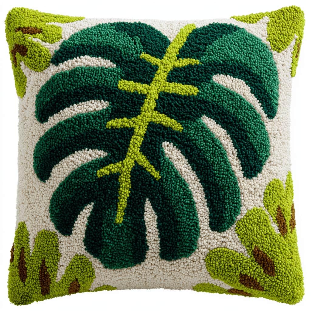 Kitquiver Beginner Latch Hook Cushion Kit,Leaf Decor Pillow Cover 43X43Cm