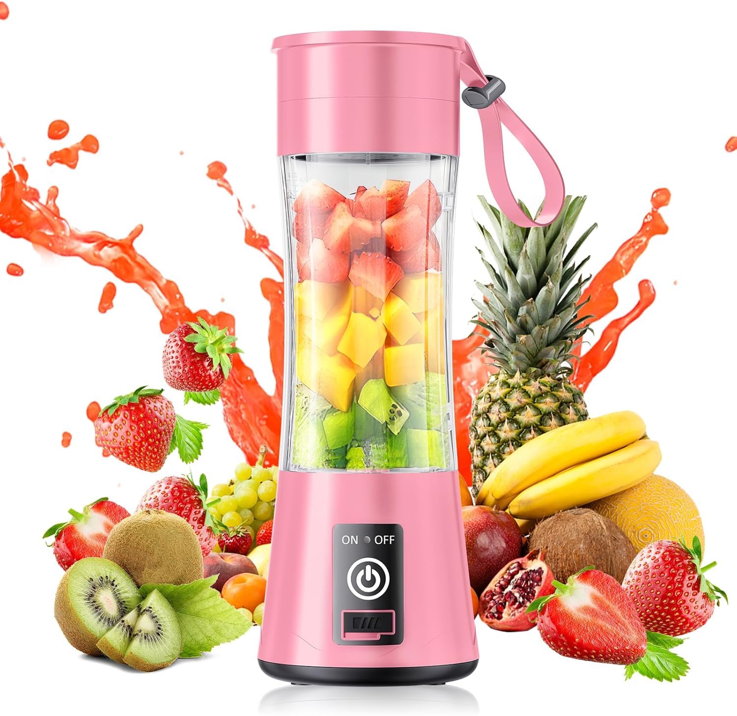Cordless Mini Blender Make Smoothies &amp; Shakes - Portable Blender with 380ML BPA-Free Travel Cup, USB Rechargeable, Easy to Clean, Suit in Gym/Office