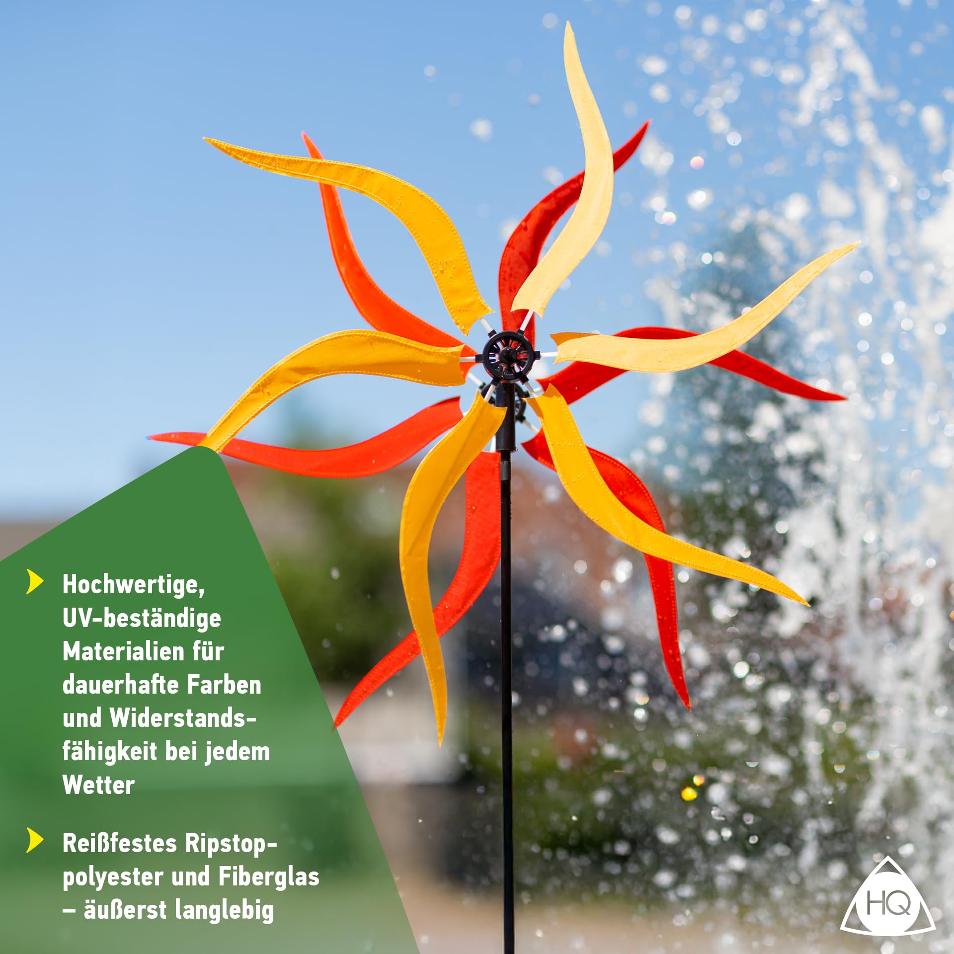 HQ Design Windspiration - Windmill, UV-beständige und wetterfeste Windspiel Deko für Garten, Terrasse und Balkon, Windrad inkl. Standstab (Mini Duett)