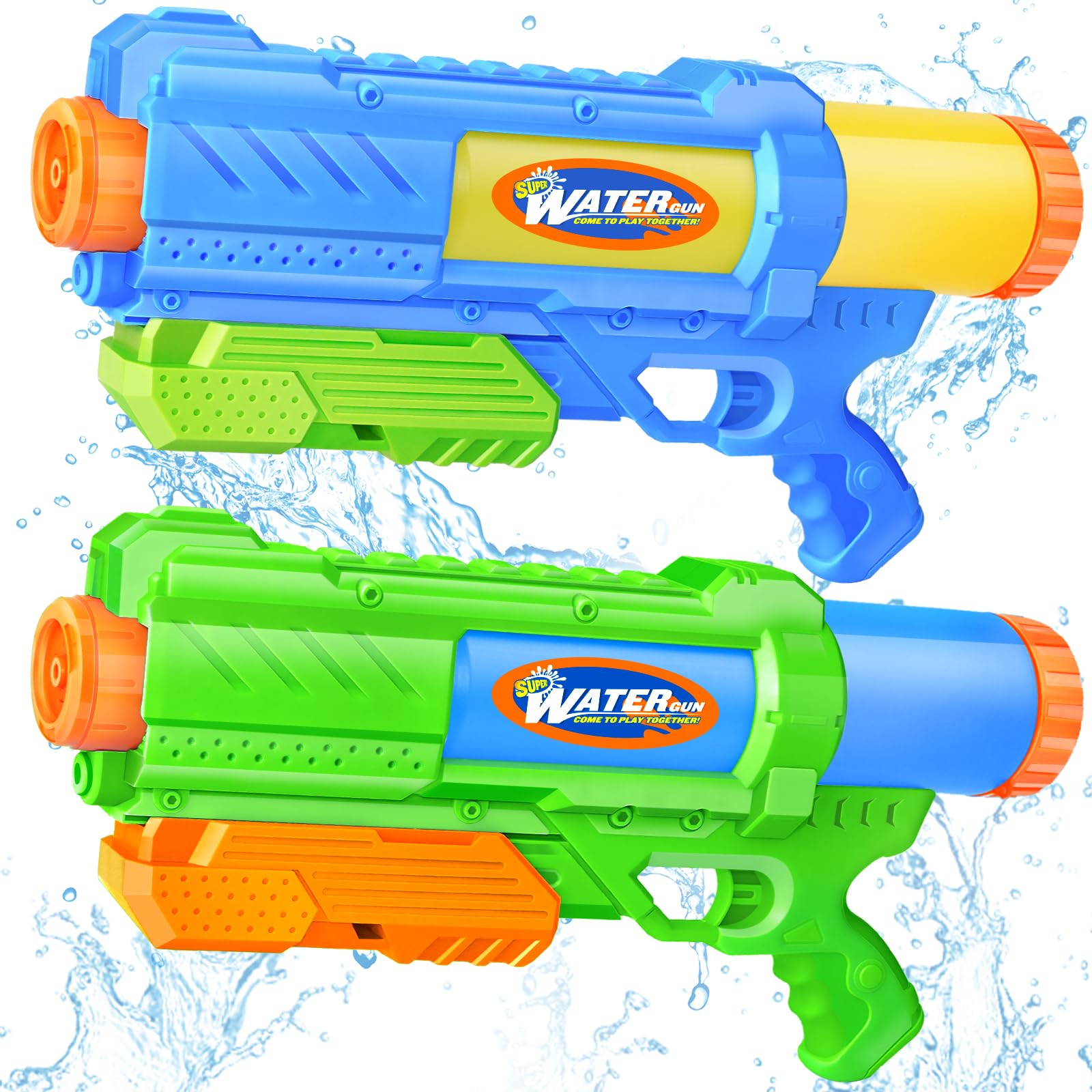 Amazon | 水鉄砲 2丁セット ブルー＆グリーン 加圧式 1100ml大容量