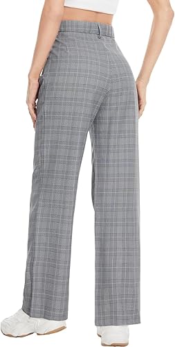 Miniatura 2 de Tapata Pantalones de pierna ancha para mujer, pantalones de vestir de cintura alta, casuales, elásticos, bolsillos para el trabajo y negocios