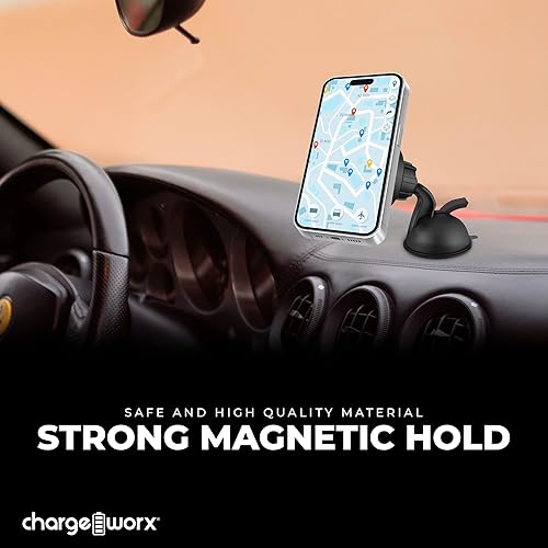 Miniatura 5 de Chargeworx Soporte magnético universal de teléfono para salpicaderos y parabrisas, compatible con todos los modelos de iPhone y la mayoría de los