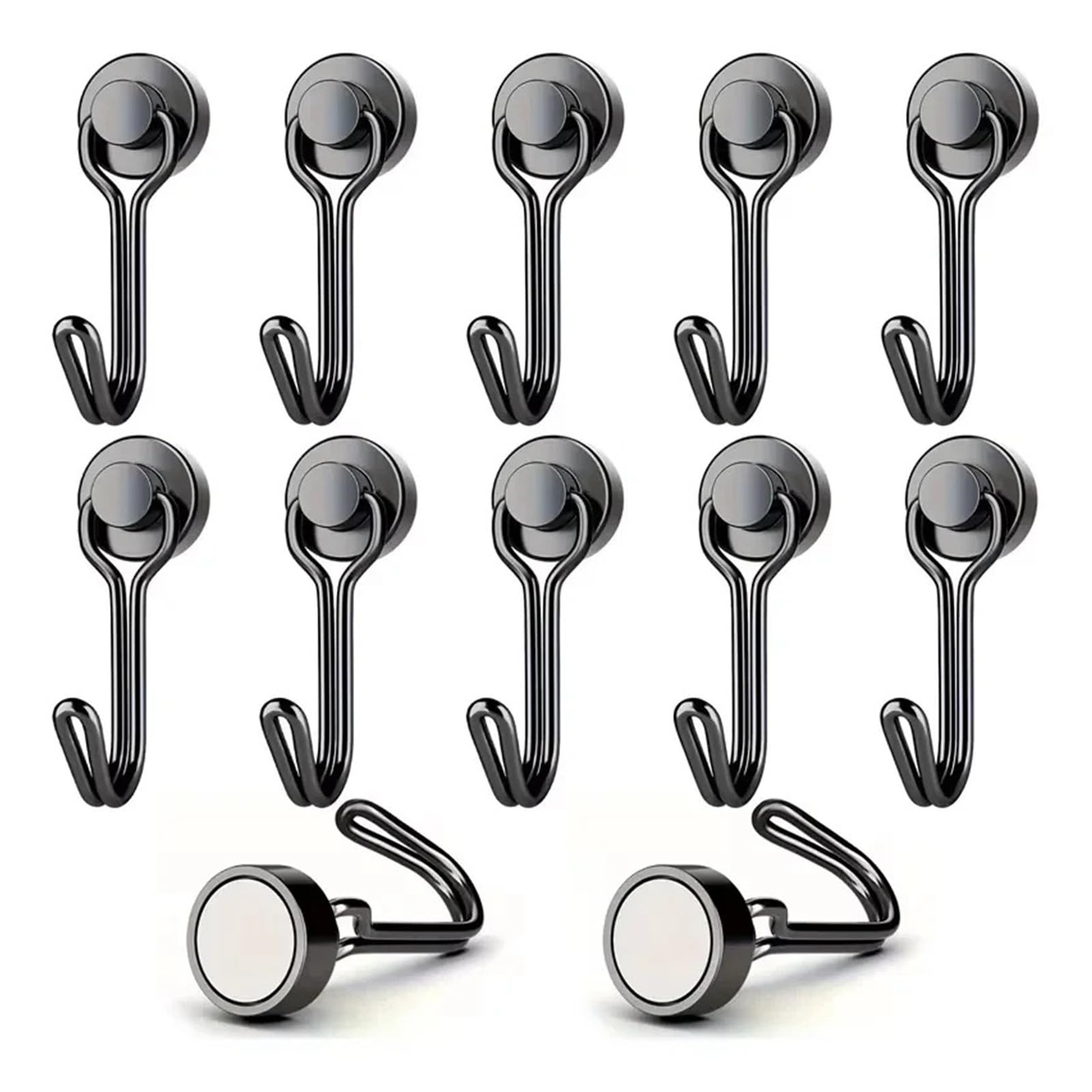 Ganchos magnéticos Negros de 3/6/12 Uds., Perchas magnéticas de neodimio de Tierras Raras de Alta Resistencia, imanes Extra Fuertes con Gancho for Colgar