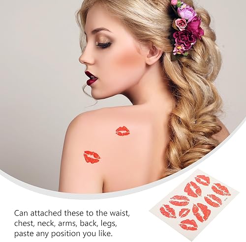 Homoyoyo 6pcs Red Lip Stickers Waterproof Temporary Kiss Stickers for Adult Women Decorations Envelopes Crafts Party Favors Home Living Room Bedroom