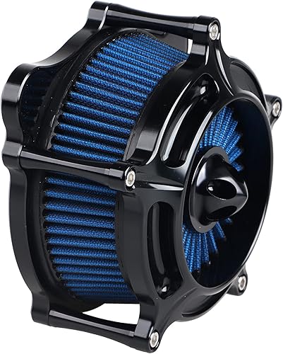 Miniatura 5 de SHMTOOL Limpiador de filtro de aire de turbina de motocicleta, sistema de filtro de admisión azul para Harley Touring M8 Road King FLHR FLHX FLHT