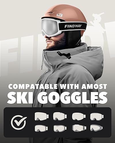 Miniatura 6 de Findway Snowboard Helmet Upgrade Ski Helmet for Adults,Goggle Friendly & Top Ventilation System Durable ABS Shell, Protective EPS Foam & Adjustable
