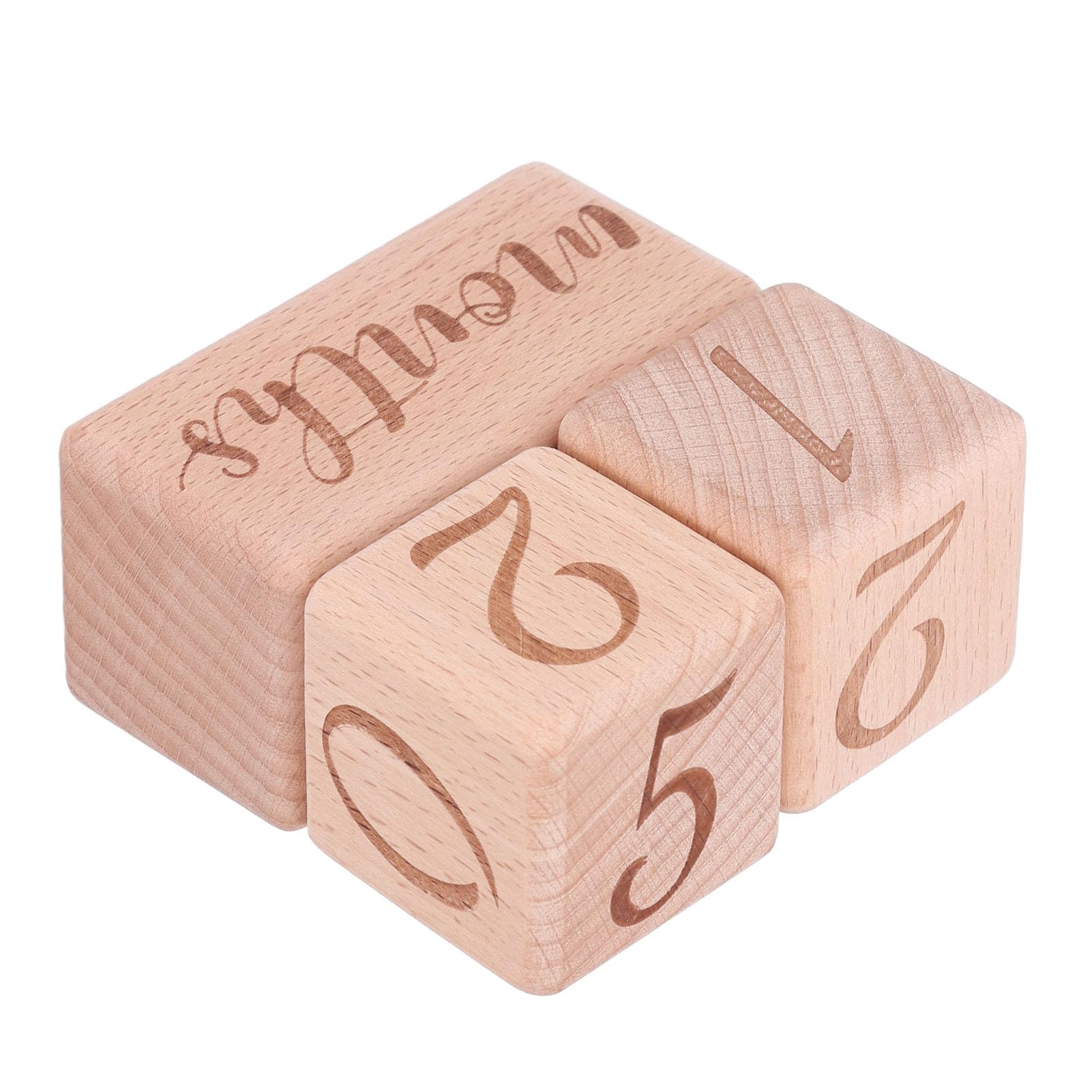 Safe Wooden Baby Blocks, Personalized Photo Themes, Exquisite Craftsmanship for Infant Monthly Photo Props Clear and Detailed Results - Image 3