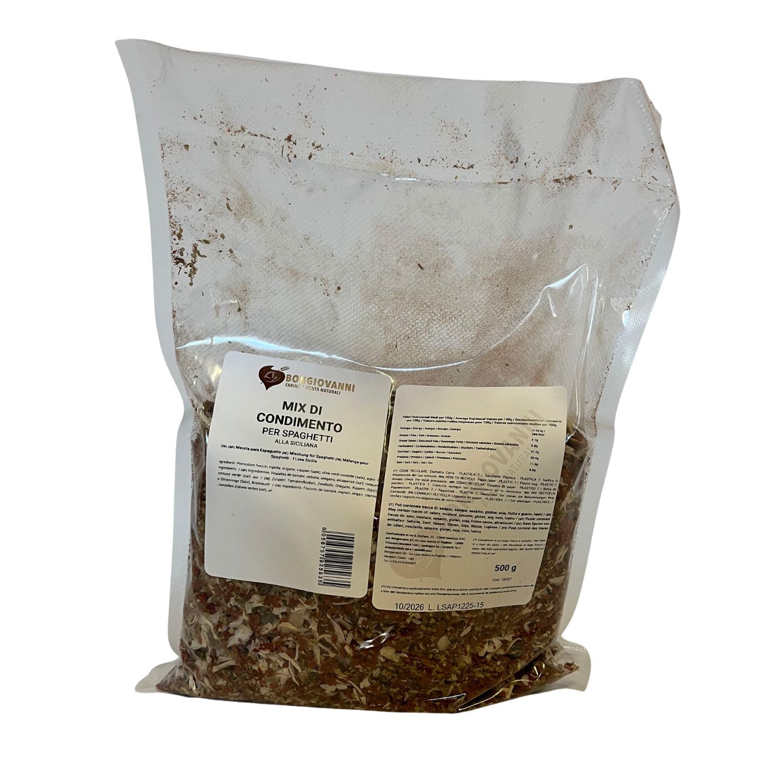 Bongiovanni (Farine e bontà naturali) Mix per Spaghettata "I Love Sicilia" 500g: Condimento Autentico Siciliano per Pasta Veloce e Gustosa.